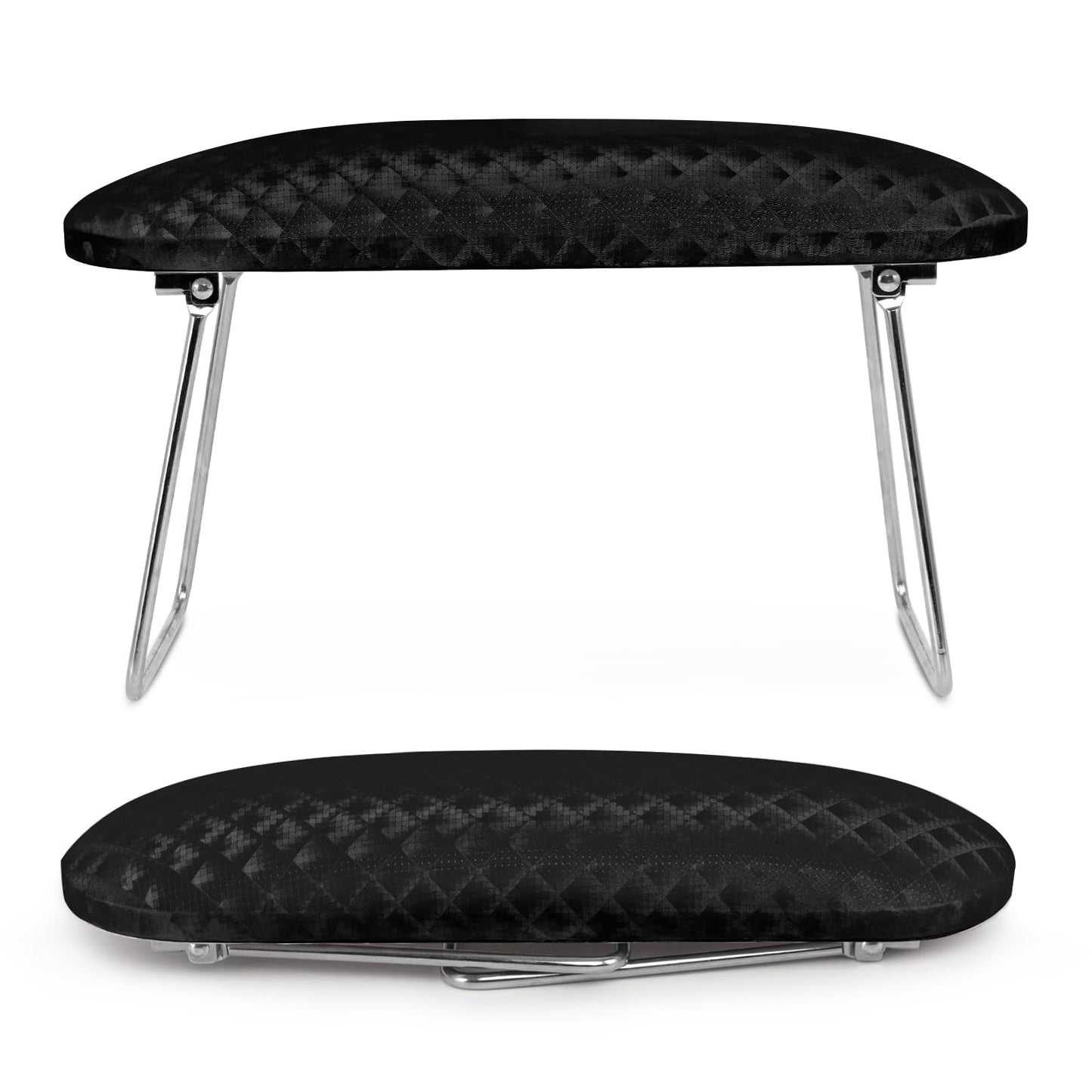 Krofaue Arm Rest for Nails Tech, Professional Microfiber Leather Nail Hand Rest Stand Arm Rest for Acrylic Nails Cushion Hand Holder with Non-slip - Nail Technician Use Must Have (Black)