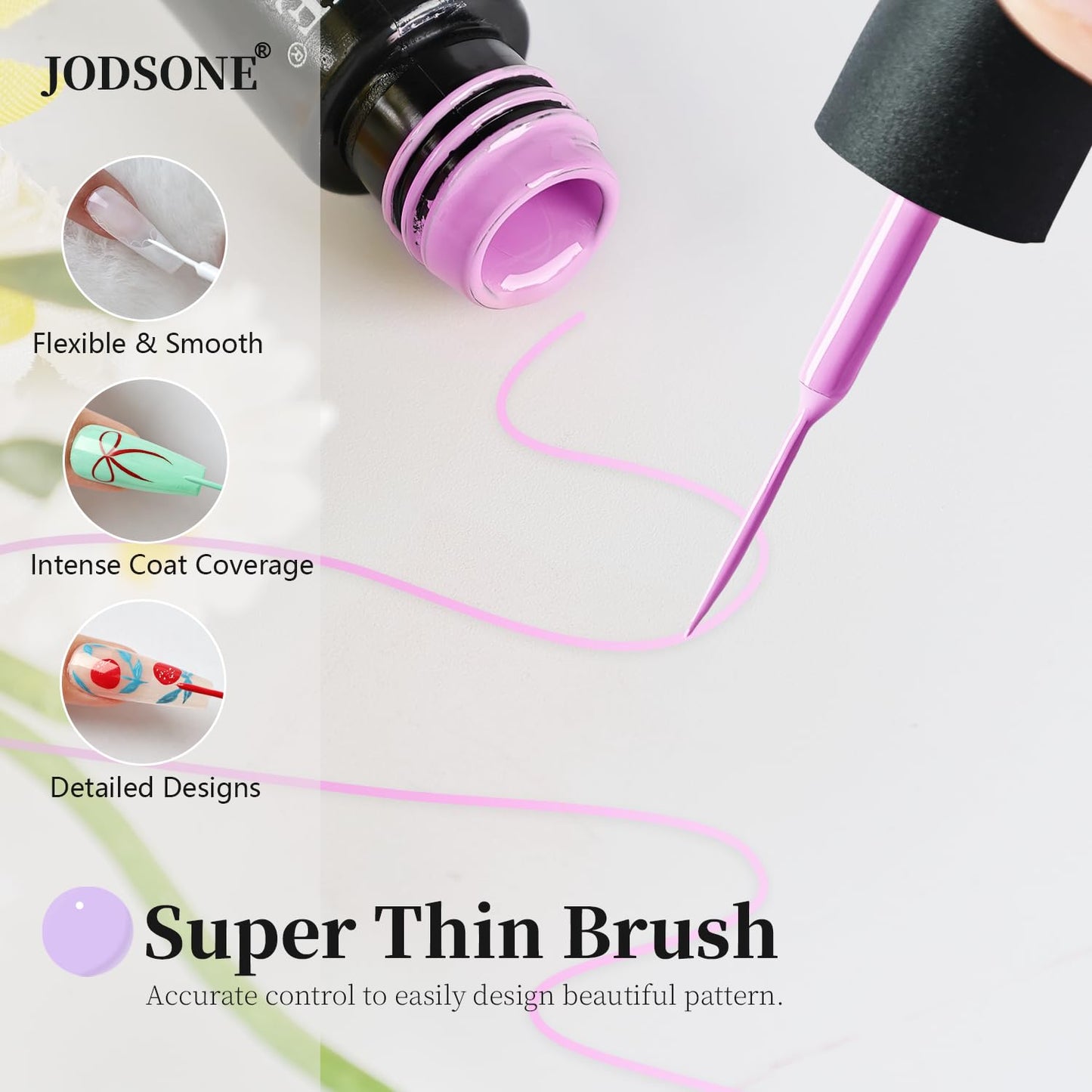 JODSONE Gel Polish Nail Art Gel Liner Set 20 Colors Red Pink Blue Purple with Thin Brush Need U V Lamp Cured Gift for Girls at Home Salon Design,Valentines Gifts for Women