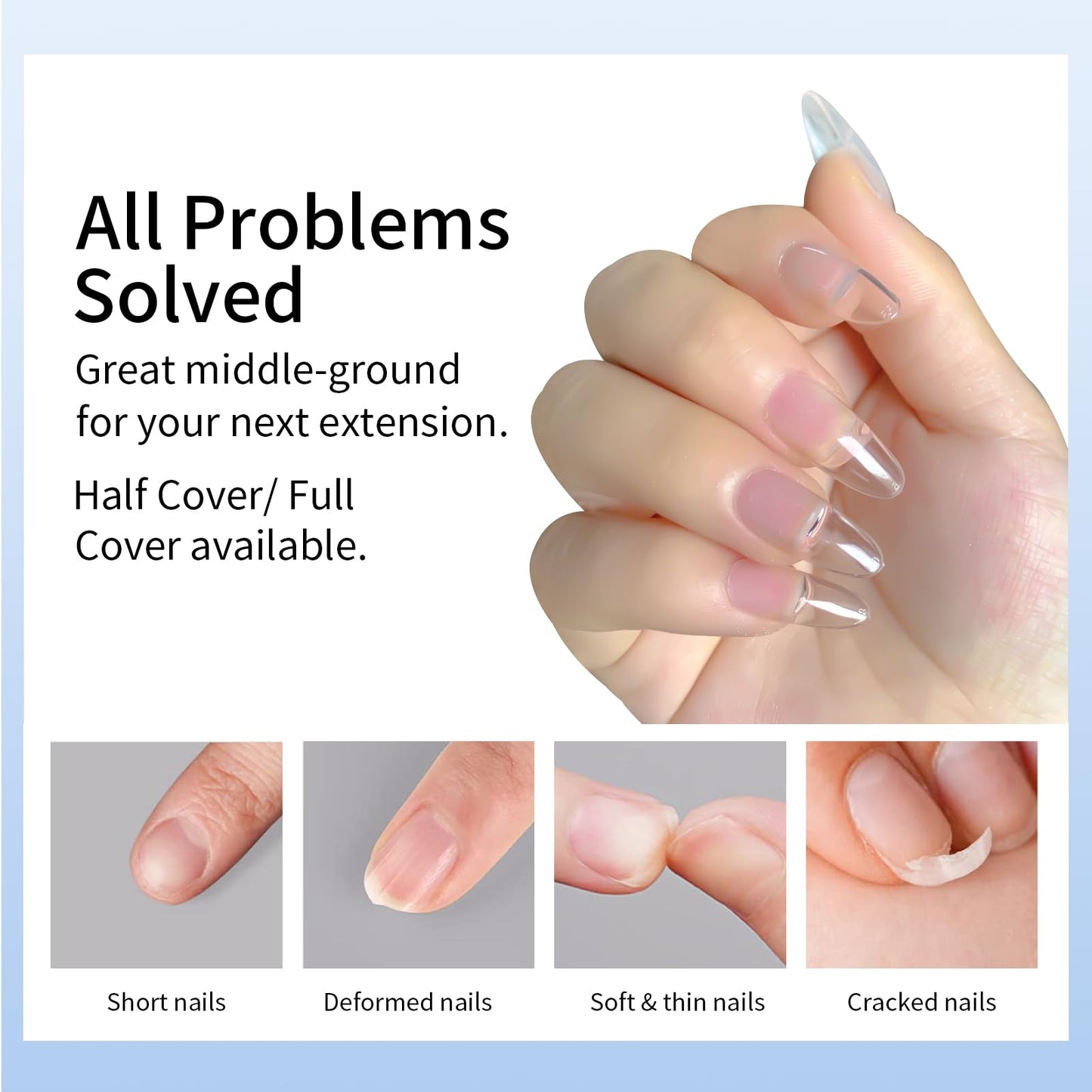 Cycullinyt 600pcs Sculpted Medium Almond Soft Gel Nail Tips, Professional False Nail Tips with Box - 14 Sizes Full Cover Clear Acrylic Press On Fake Nails for Extension Manicure Salon DIY at Home
