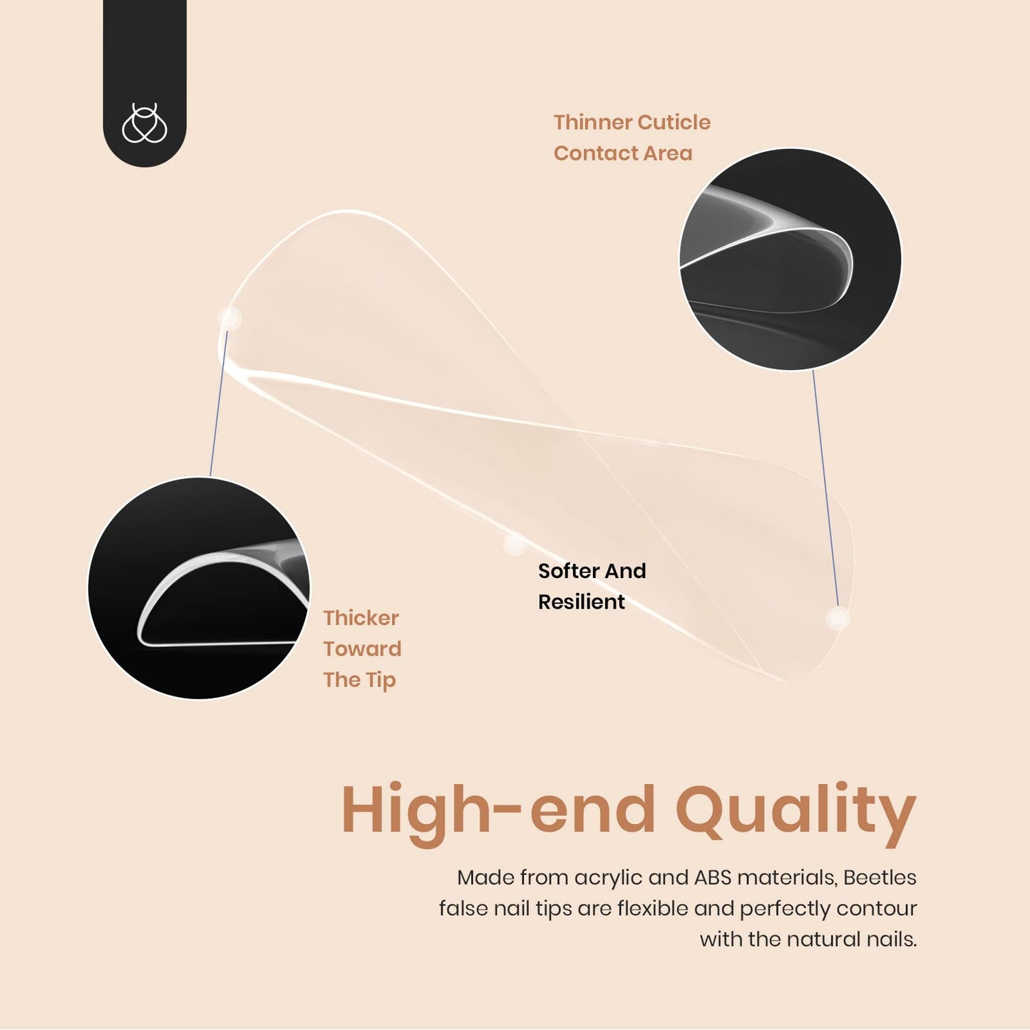 Beetles Gel Nail Tips, 500Pcs Pre-shaped Long Square Gelly Clear Press on Nail Tips Full Cover Acrylic False Nails Extensions Soak Off for Art Women Gifts