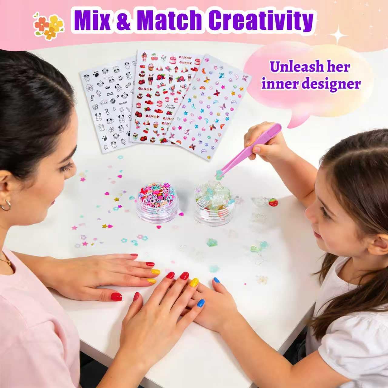 Aieenjor Kids Nail Polish, Toddler Nail Polish, Washable Non-Toxic Girls' Nails Kit with Dryer, DIY Manicure Studio with Stickers & Gems, Perfect Birthday & Party Gift for Girl