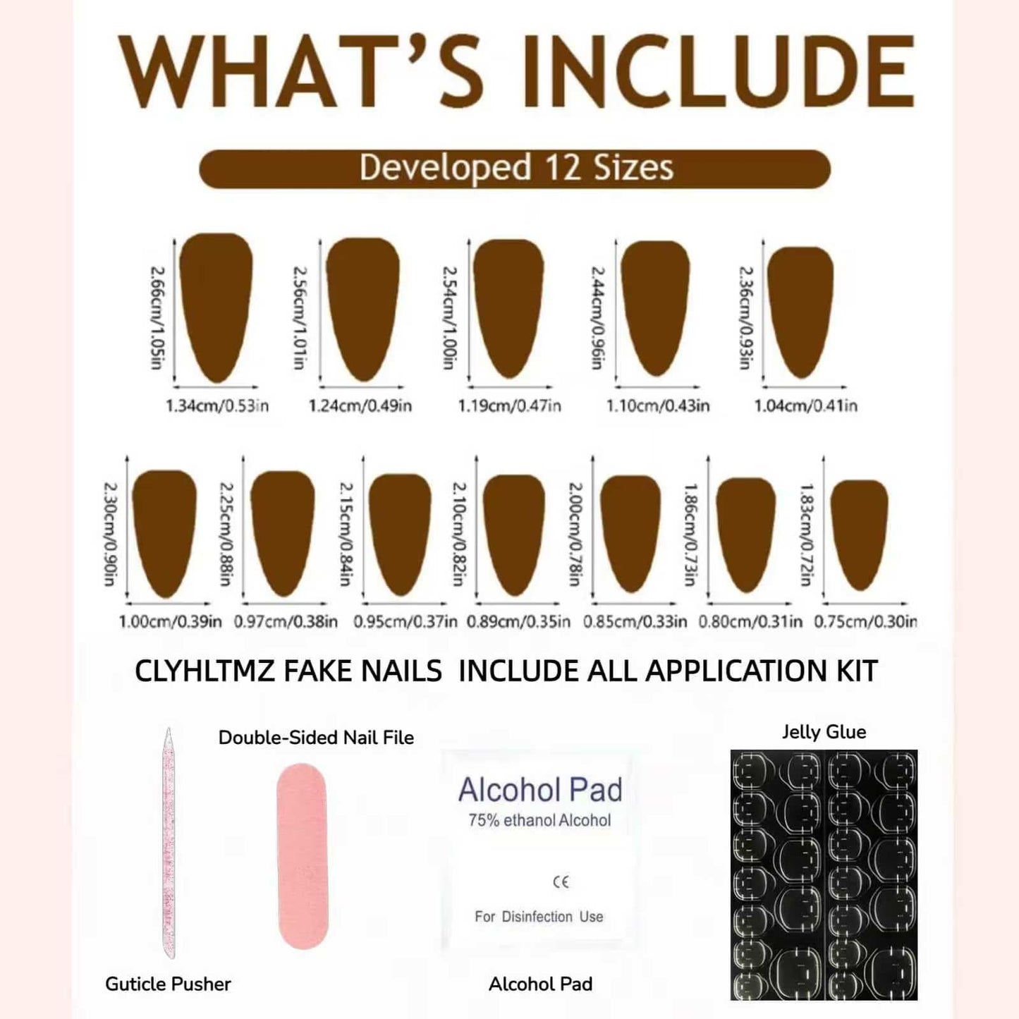 CLYHLTMZ Almond Press On Nails Short Fake Nails with Polka Dot Brown Stripes Design Glue On Nails 24 Pcs Cute Acrylic Press on Tips White Full Cover Stick on Nail Reusable Manicure Sticky for Women