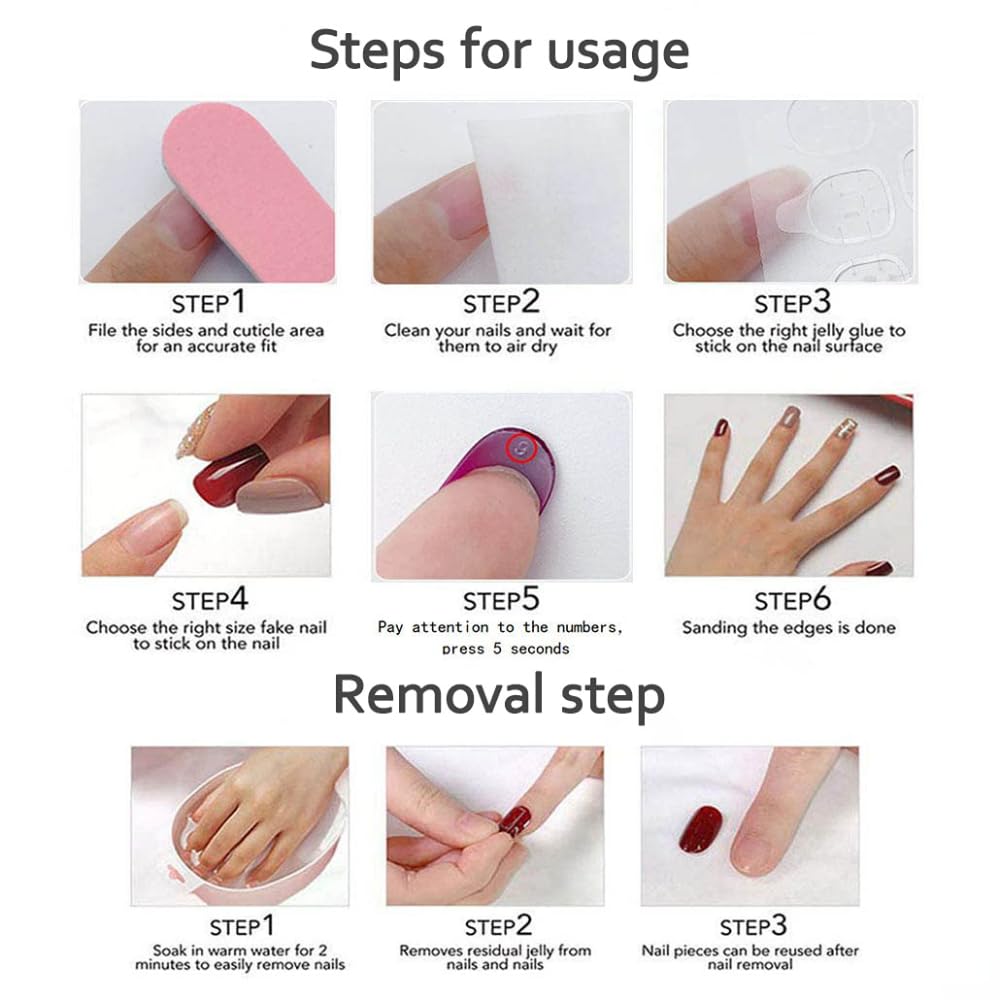 MAGLFELL Handmade Nails Press On Nails Almond Art False Nails Women's Nails Kit (Size M）