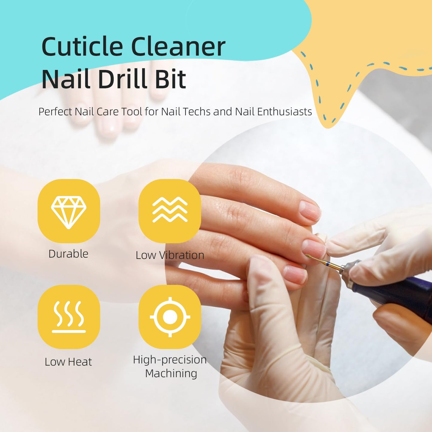 HYTOOS 1mm Mini Flame Cuticle Clean Nail Drill Bit, 5Pcs/Set Titanium Russian Diamond Nail Bits Professional Safety Under Nail Cleaner Burr for Cuticle Dead Skin, Electric Drill Accessories, Medium