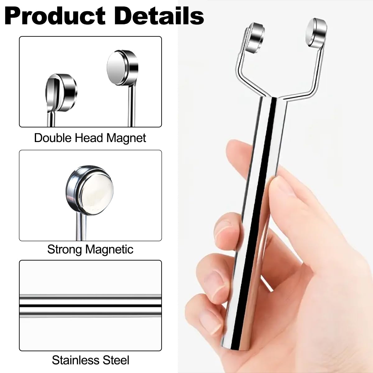 3 IN 1 Cat Eye Magnet for Nails,Y-Shaped Double Head Nail Magnetic Wand,Cat Eye Gel Polish Nail Art Design Tools Multifunctional Powerful Force Magnets Pen for Home DIY, Salon Manicure