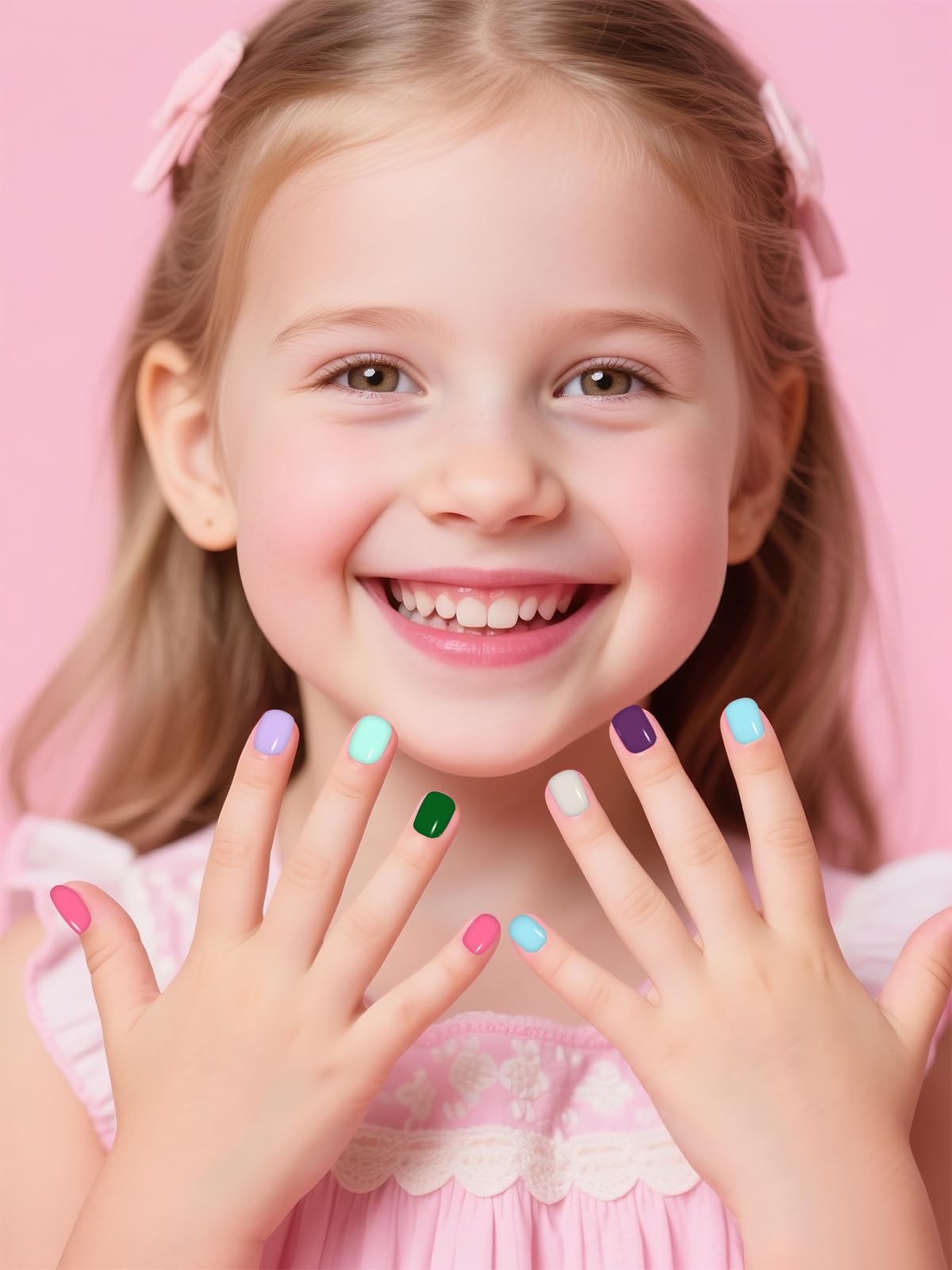 EBANKU 288 Pieces Kid Fake Nail, 12 Pack Kids Press on Nails Short Full Cover Fake Nails for Girls with Nail Glue and Nail Adhesive Tabs
