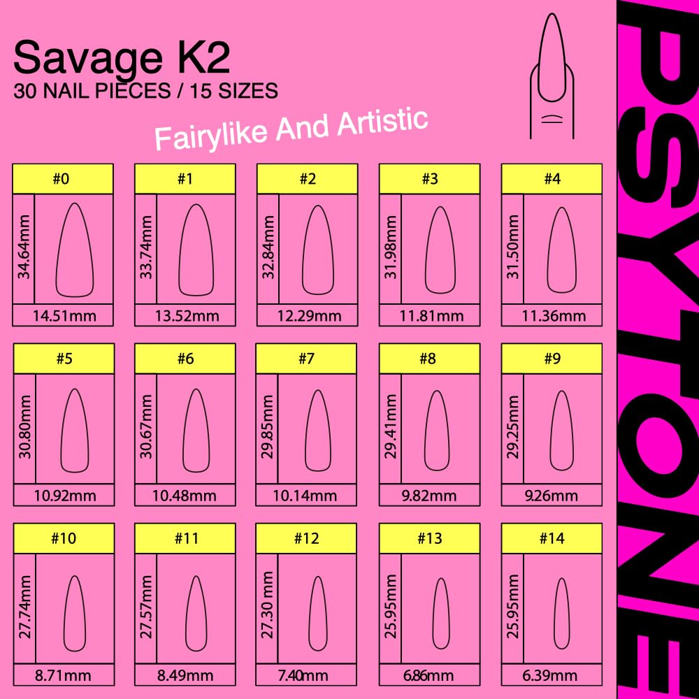 PSYTONE Matte Cat Eye Long Stiletto Press On Nails|15 Sizes - 30 Nail, Frosted Nude Pink Reusable Fake Nails Kit with Glue & Tools, Velvet Matt Finish for Women, Wedding, Daily Wear
