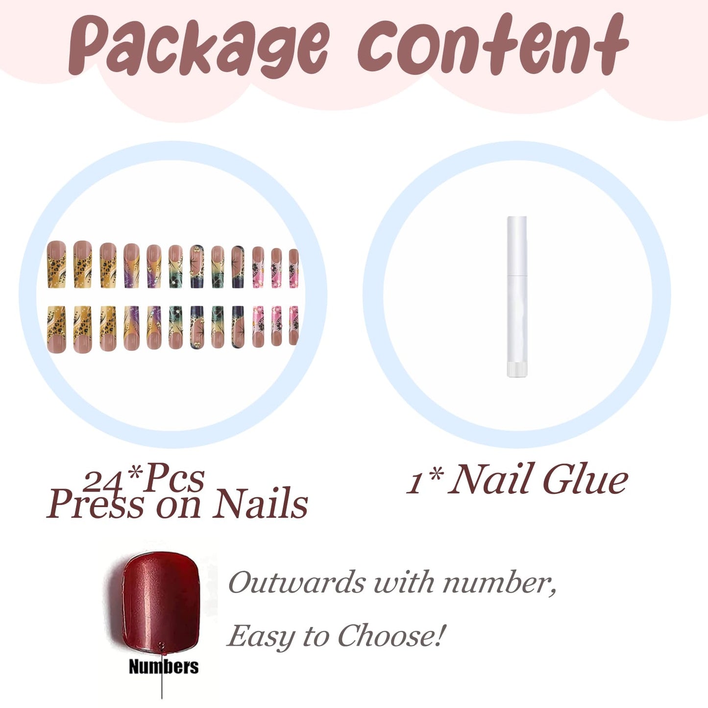 BABALAL Long Square Press on Acrylic Nails French Tip Fake Nails Yellow Green Purple Pink Stick on False Nails Summer Colorful Press ons Sparkly Bling Supplies Luxury for Women 24Pcs Coquette