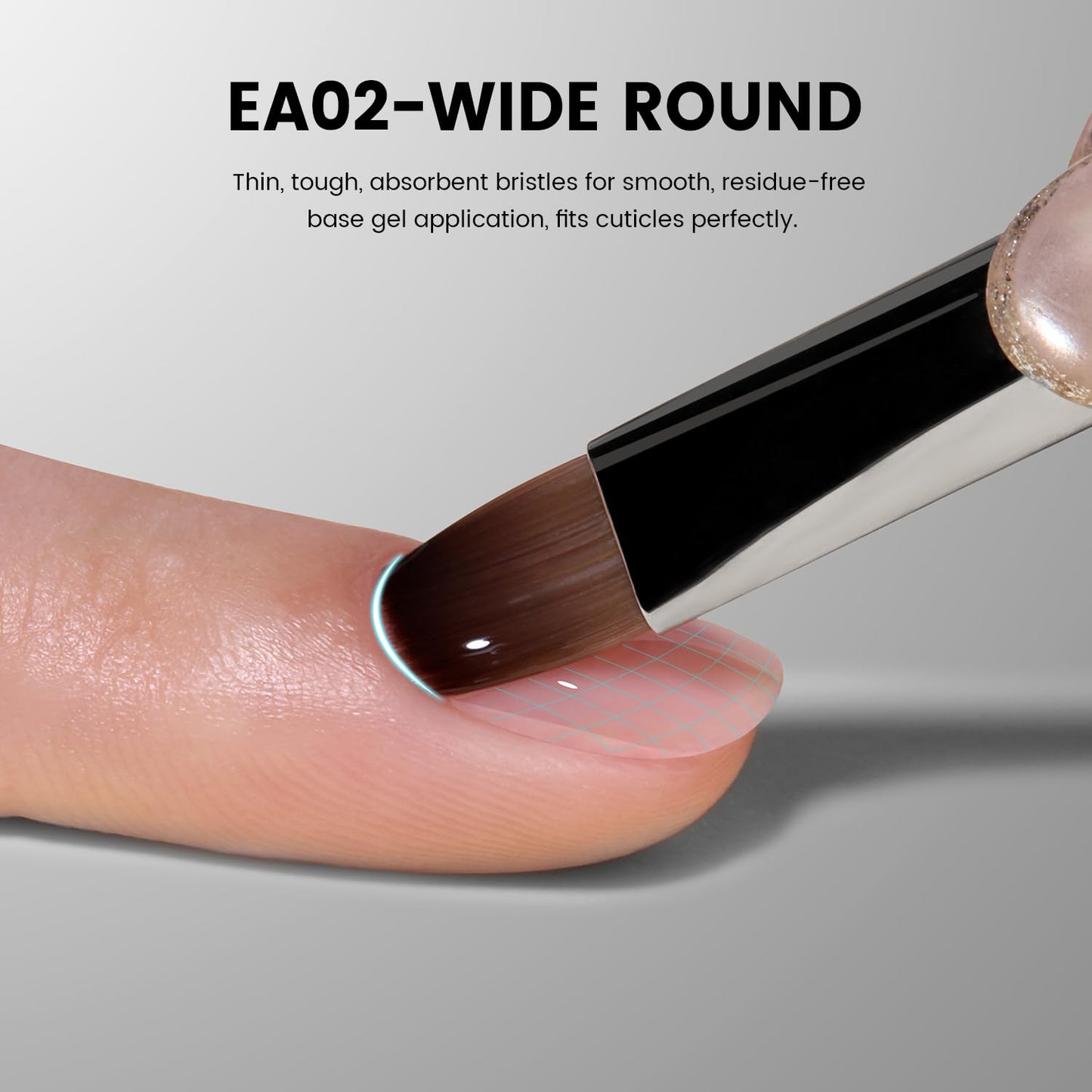 YOKEFELLOW EliteAlly Nail Art Brushes,Round Nail Brush for Builder Gel & Polygel,Brush for Gel Nail Polish,Wide Round Brush Professional Nail Tool(EA02 WIDE ROUND)
