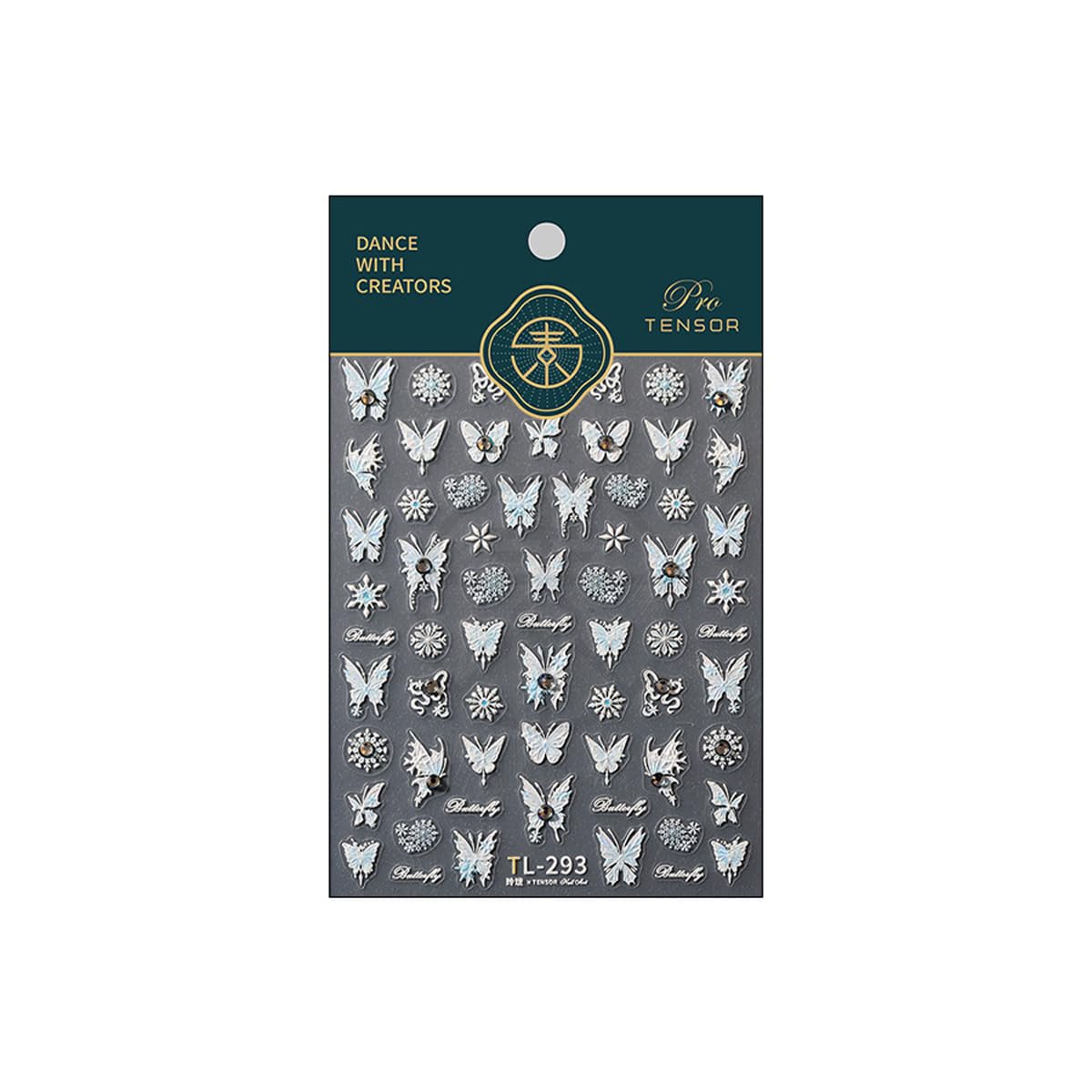 5D Embossed Butterfly Nail Stickers with Rhinestone Snowflake Nail Art Stickers Light Blue Nail Decals Cute Stickers for Nails Designs Adhesive Nail Art Supplies for Women Girls DIY Manicure 1 Sheets