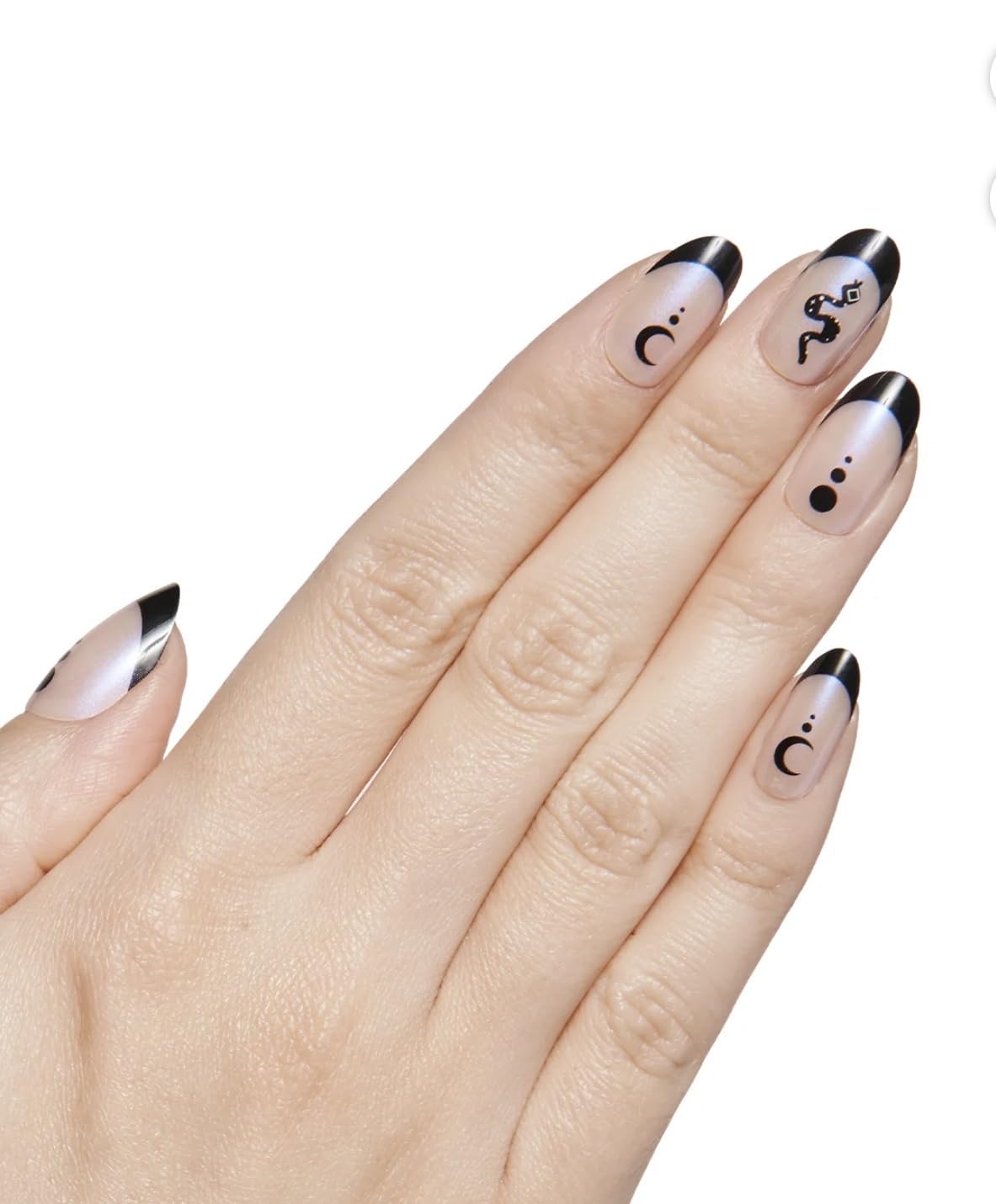 Olive & June Instant Mani Press-On Nails (Glue) | 42 Fake Nails, 21 Sizes | Non-Toxic, Long-Lasting Recycled Materials Realistic Look | Salon-Quality at Home | Medium, Oval | Snake Iridescent French
