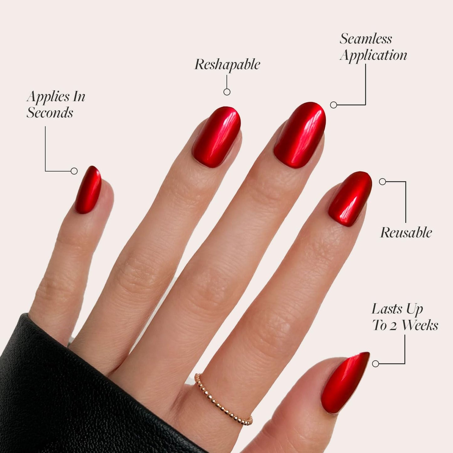 Glamnetic Press-On Nails Bundle - Winter Storm & Cherry Glaze | Semi-Transparent Short Almond Nails | Glazed Short Almond False Nails | Reusable, Salon-Quality Nail Kits
