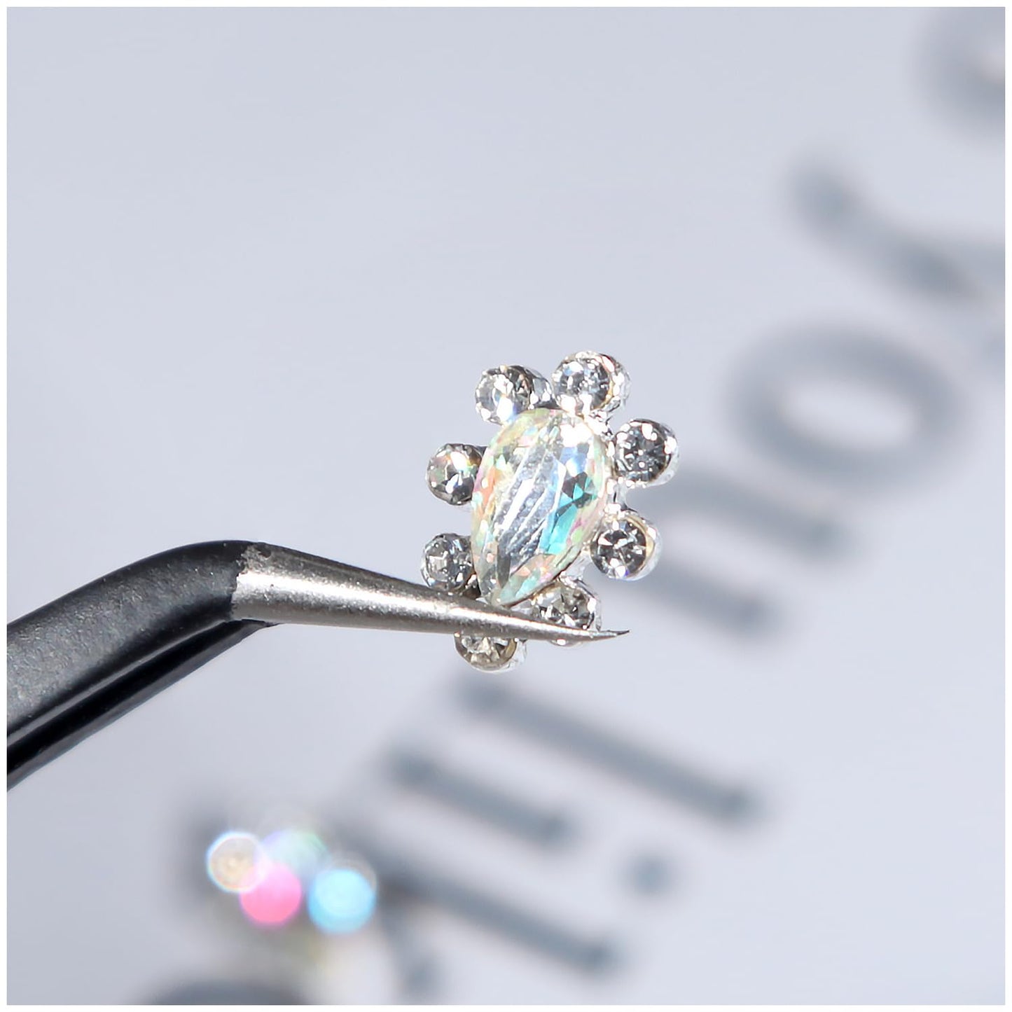 DANNEASY 20pcs AB Rhinestones Charms Flat Back Crystal Glass Silver Alloy Nail Gems Diamond 3D Jewels Decoration for Acrylic Nails Accessories