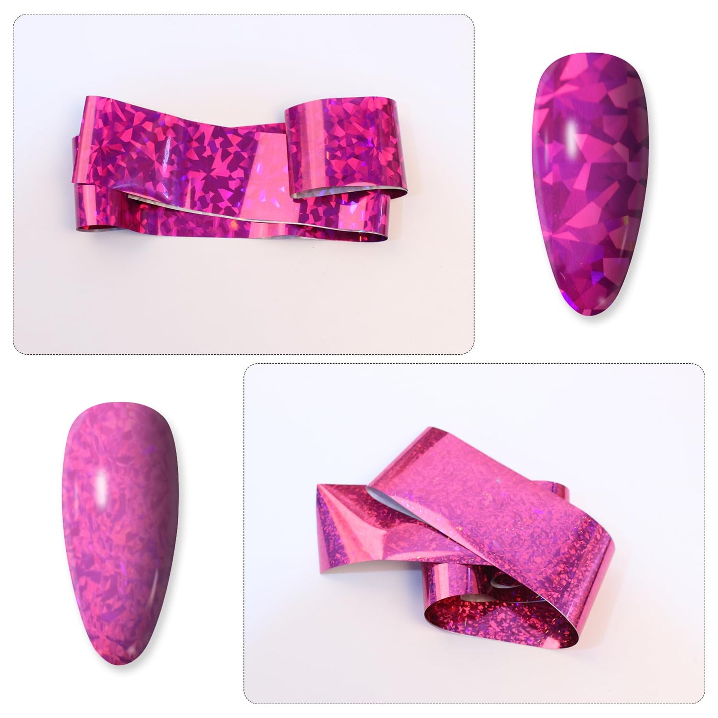 DANNEASY 20 Roll Iridescent Nail Foil Transfer Holographic Nail Foils Sheets Rose Neon Nail Stickers Starry Sky Metallic Nail Art Foil Cellophane Glitter Nails Design 3D Nail Decoration