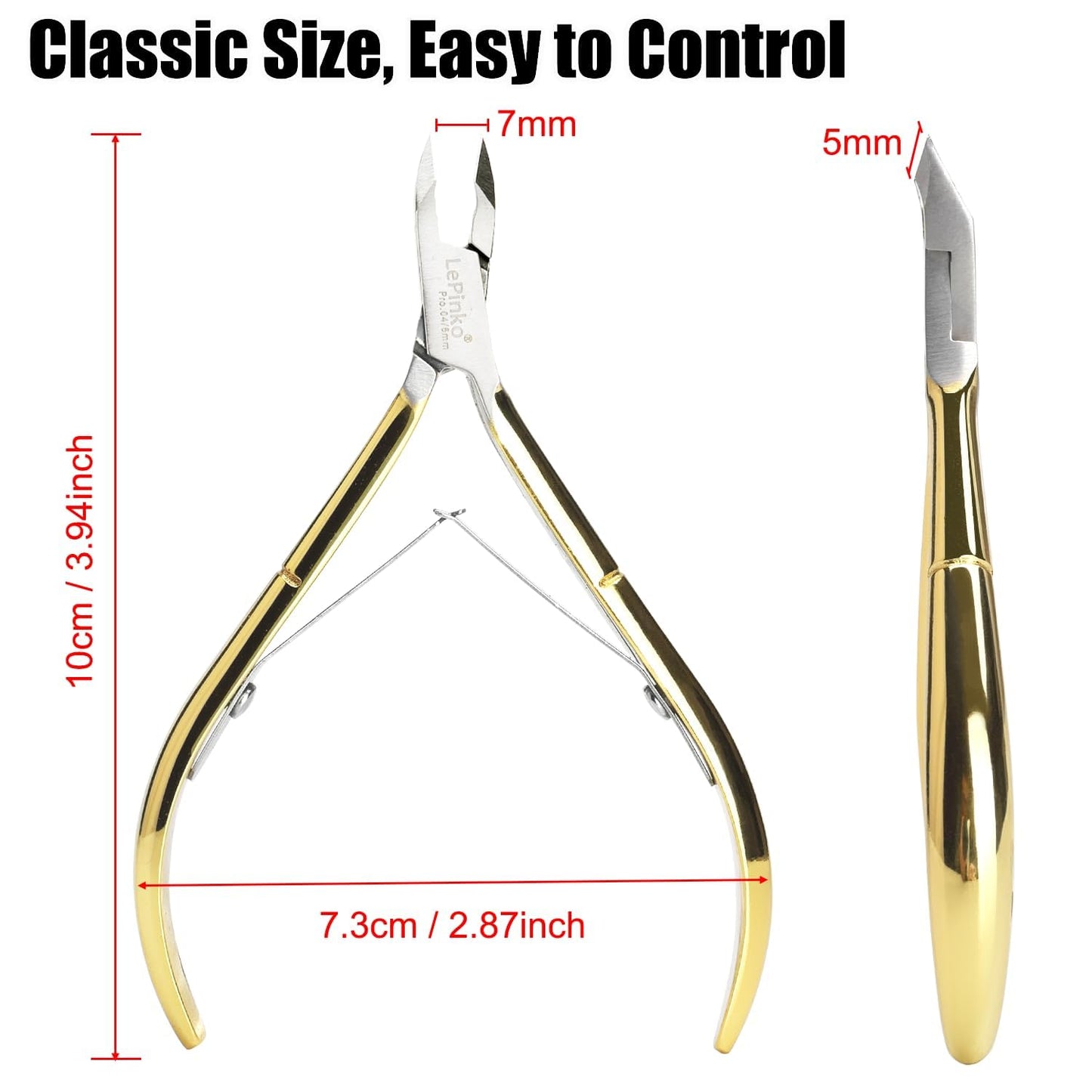 LePinko 4 Packs Upgraded Cuticle Trimmer kit, Sharp Dead Skin Clipper, Labor-Saving Cuticula Remover for Fingernail Toenail, Manicure Pedicure Tool for Women Men, 5mm Jaw, Golden