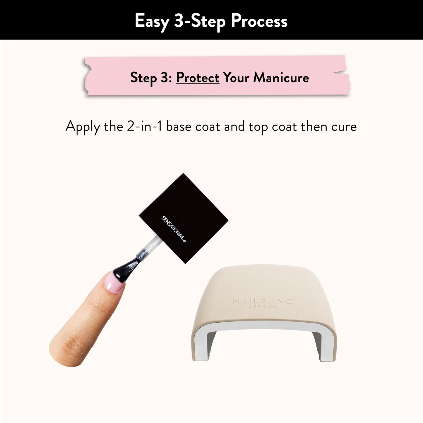 Nails Inc GelLED Portable LED Lamp, Cures in 30 Seconds, Nail Dryer for DIY Gel Nails, Easy Flash Cure Lamp, Automatic Sensor, Plug in USB Nail Light for Beginners, 5W, 1 Count
