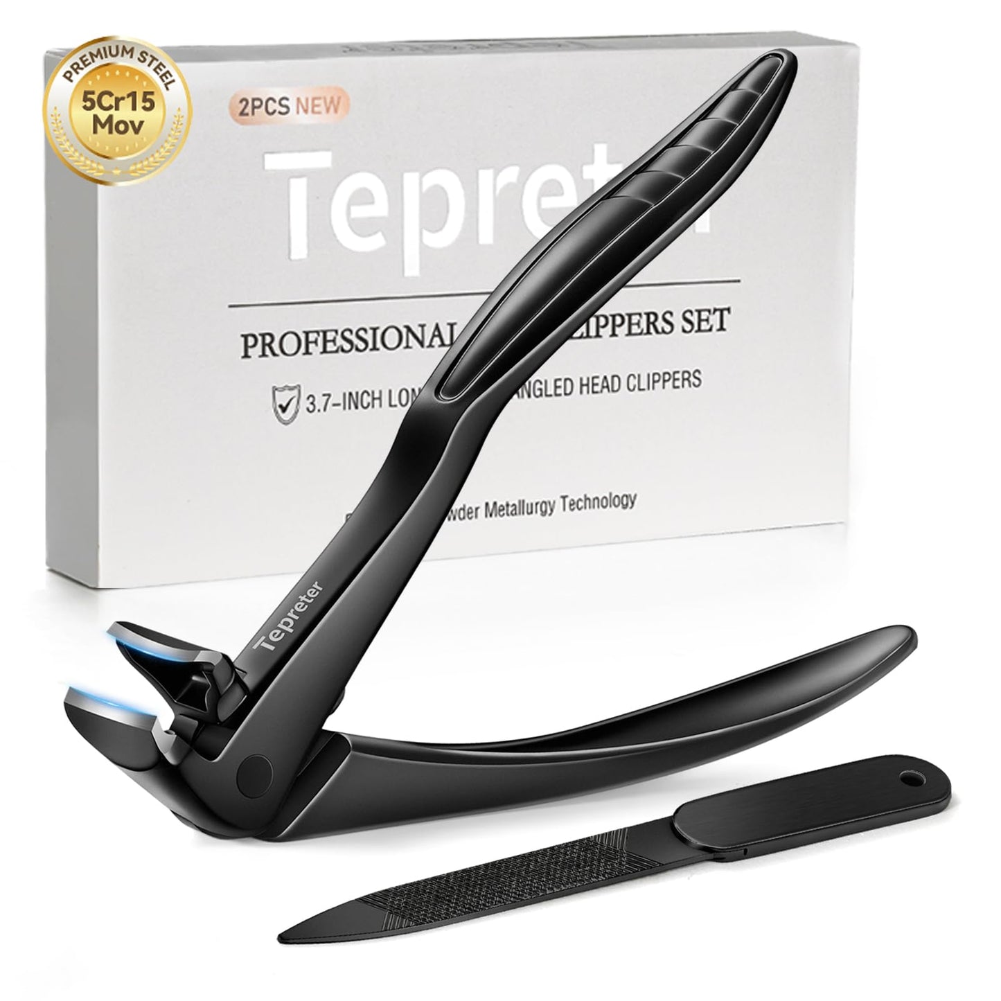 Ergonomic Long Handle Toenail Clippers for Seniors, Angled Head Wide Jaw Fingernail Clipper for Thick Ingrown Toenails for Men Women, Large Finger Nail Clippers Adult with Nail File, Mothers Day Gifts