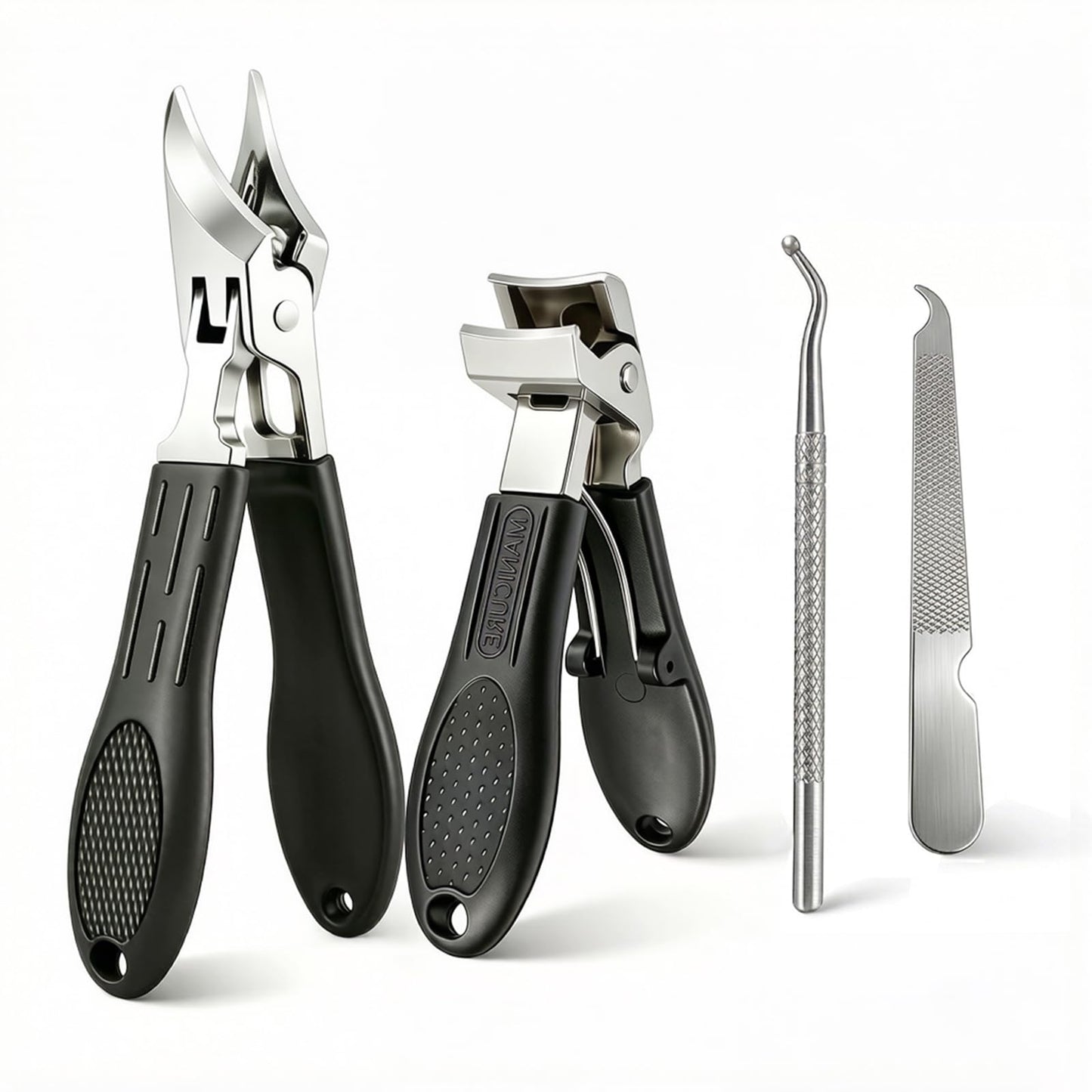 Toenail Clippers for Seniors Thick Toenails, Eagle Beak Slanted Nail Cutter & Angled Head Toe Nail Clippers Set, Stainless Steel Heavy Duty Ingrown Nail Cutter with Wide Jaw for Men Women