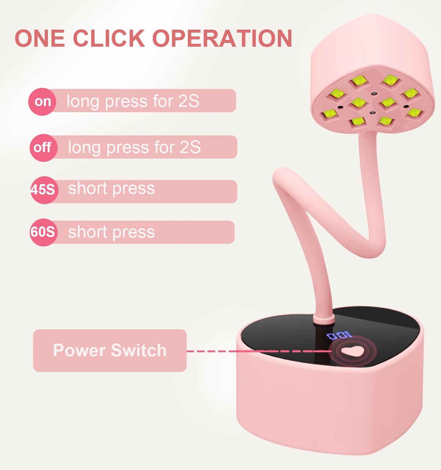 Lumcrissy UV Nail Lamp: 30W Mini UV Light for Gel Nails Polish, Rechargeable LED Nail Light Nail Dryer with 2 Timers & Auto Sensor, Fast Curing Goosenecks Lamp for Home DIY Manicure