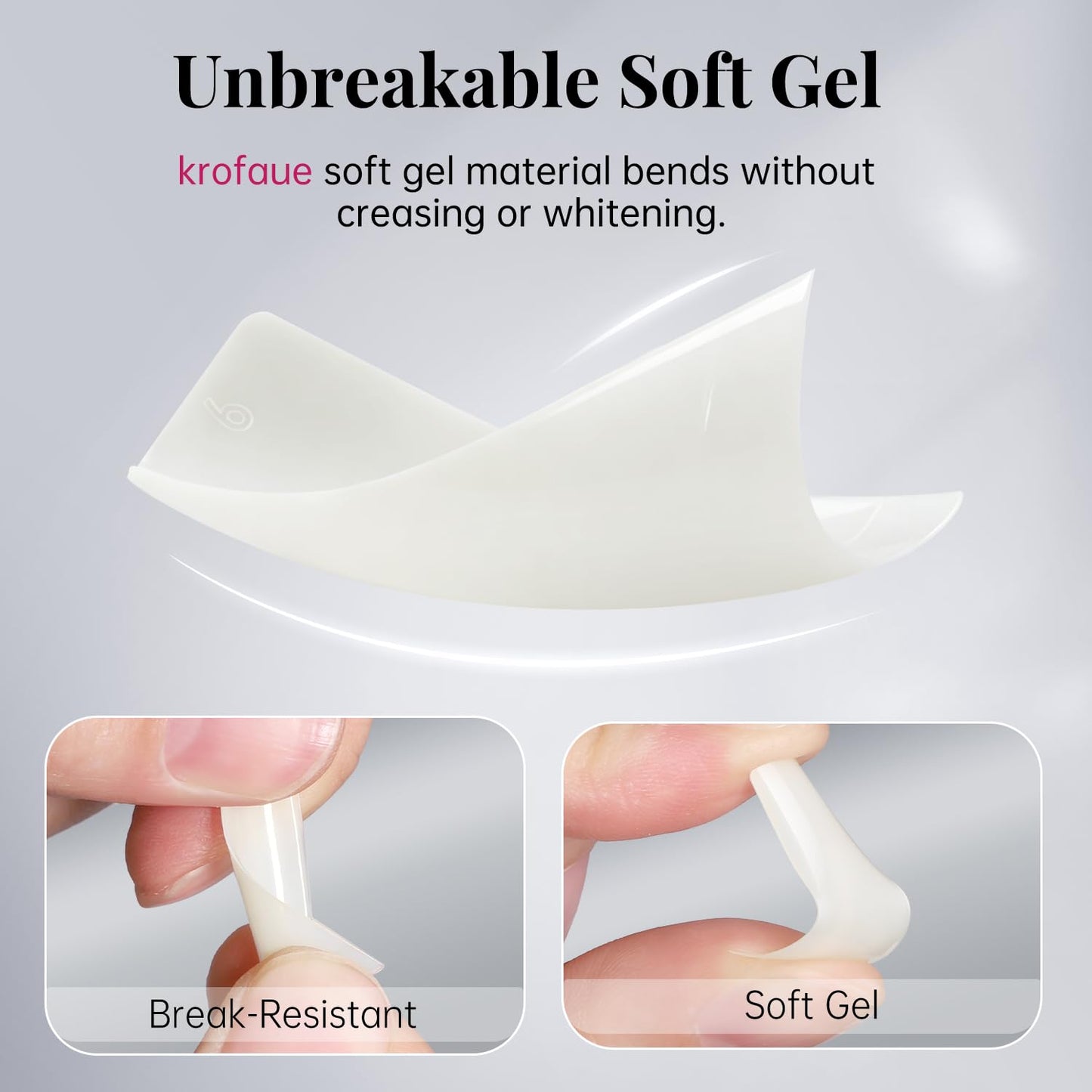 Krofaue Nail Glue Gel & Soft Gel Nail Tips Kit – UV Curing Press on Glue with Half Cover Acrylic Tips for DIY Nail Tips Art