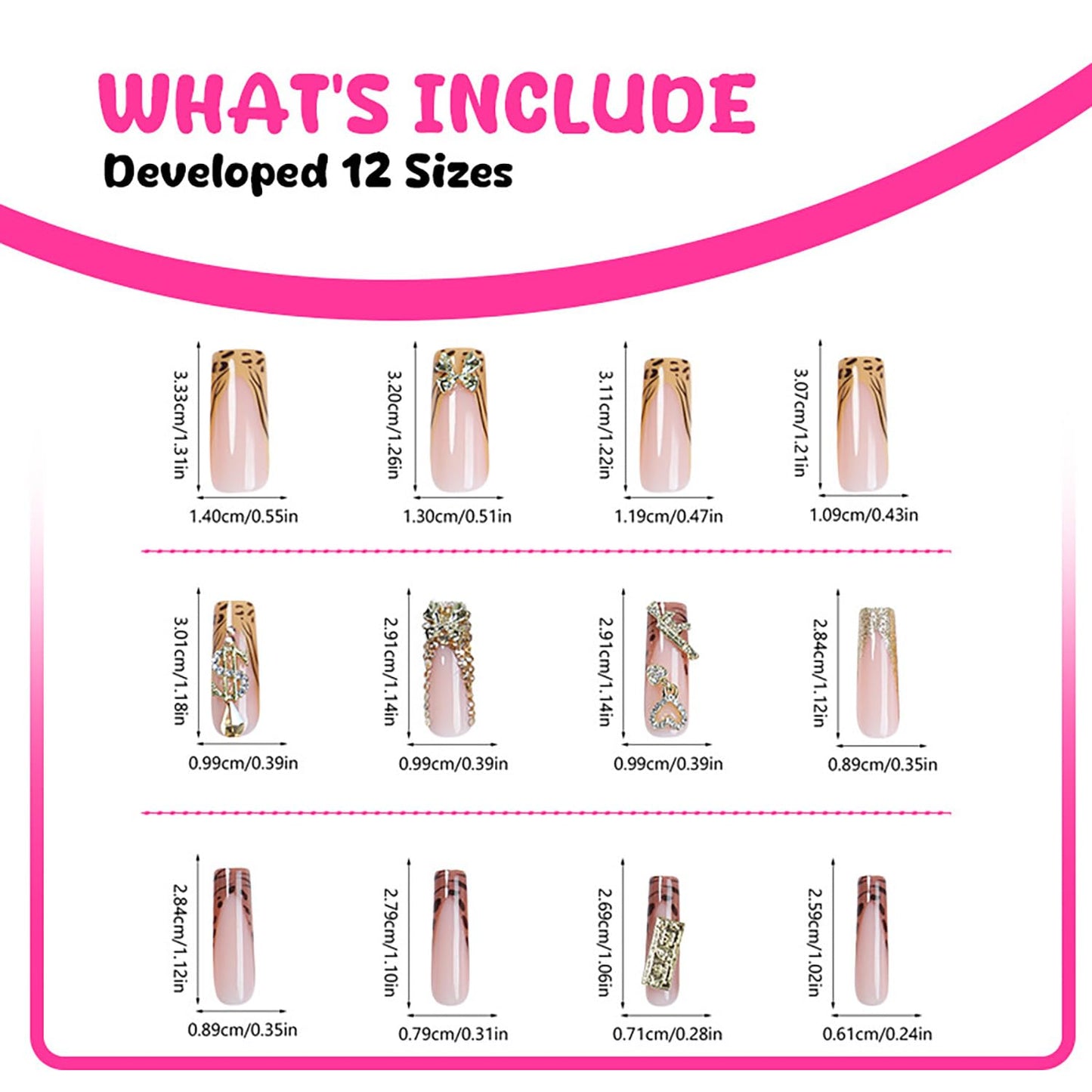 FIEONCIY Press on Nails Long Coffin Shaped Acrylic Glossy Full Cover Long Square French False Nails with Designs Artificial Extra Long Fake Nails with Charms Glue ons Fingernails for Women(XG10114)