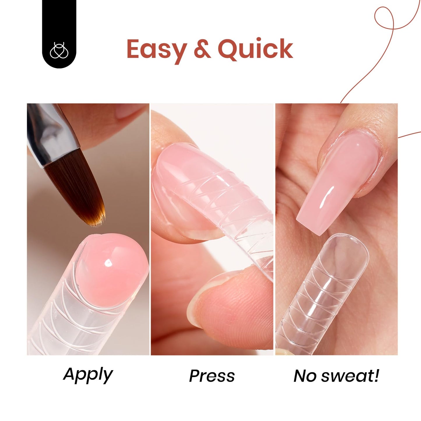 Beetles Poly Nail Extension Gel Kit, 4 Colors Pink White Poly Nail Gel Builder Nail Gel with Poly Brush & Slip Solution Nail Salon All In 1 Kit Gift for Women, UV & LED Needed