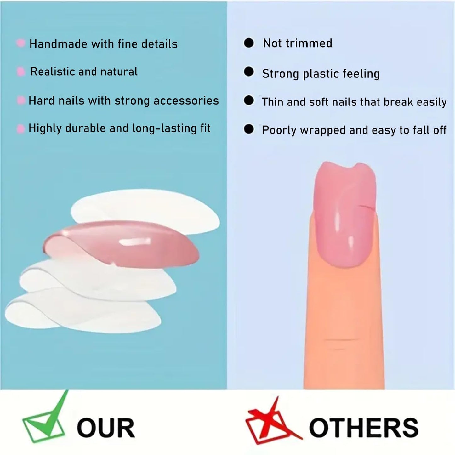 Flower Press on Nails Short Square Fake Nails Daisy Floral Full Cover False Nails, Blue Spring Glue on Nails Glossy Reusable Acrylic Stick on Nails for Women Nails Kit 24Pcs