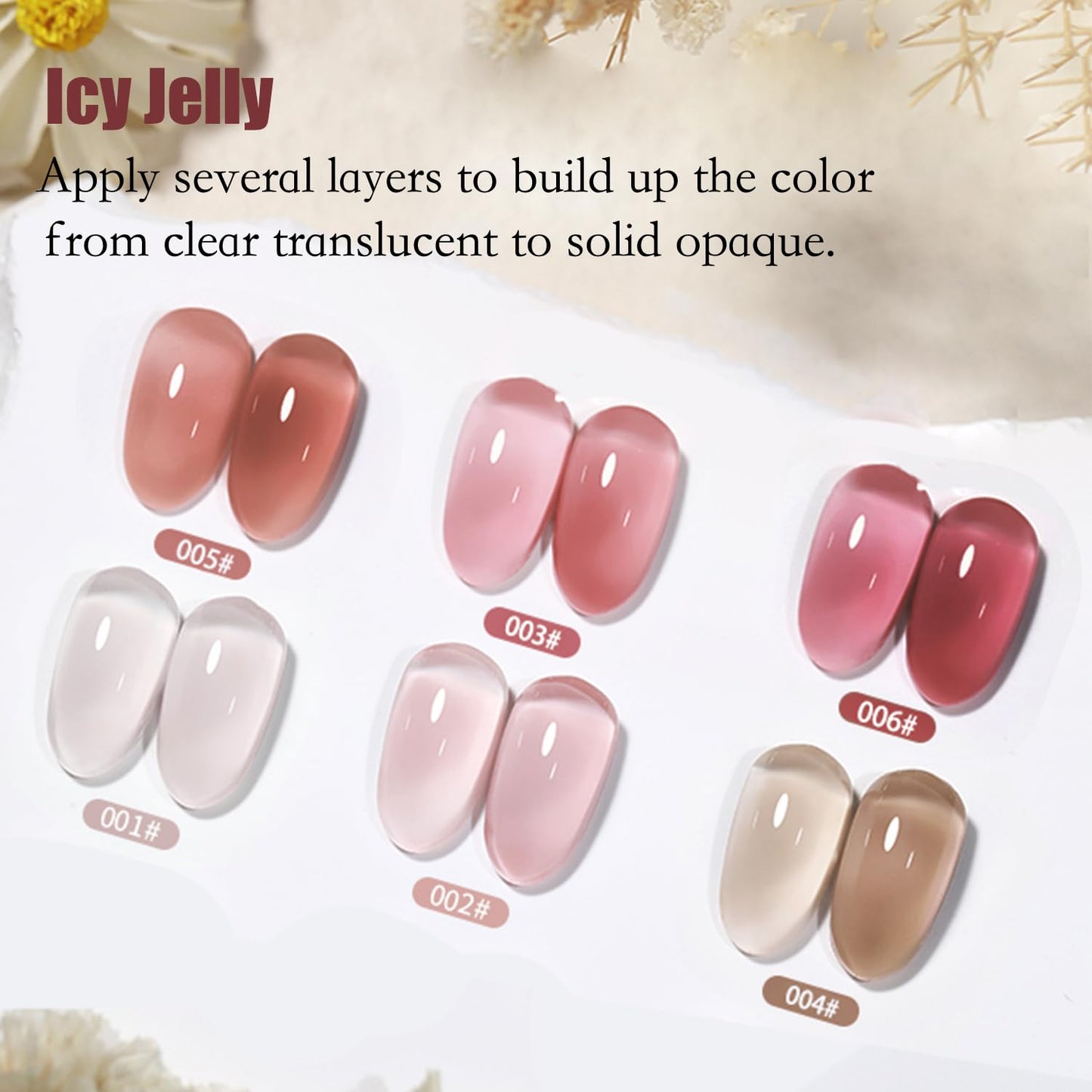 AHAMIOU Gel Nail Polish Nude Gel Polish Kit Sheer Milky White Icy Jelly Translucent Gel Polish Set Color Neutral Soak Off Art Home DIY Manicure Salon Varnish (6Colors set, 6PCS)