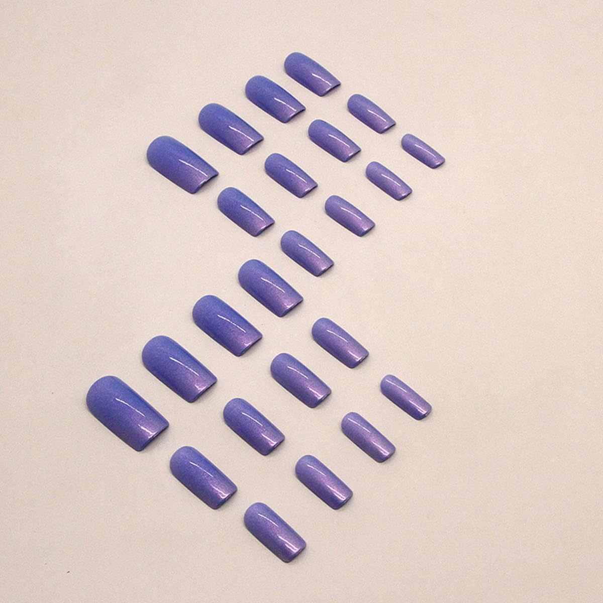 CTTHNBD Press on Nails Square - Medium Fake Nails with Chrome Design - Purple Blue False Nails Press ons - for Women 24 Pcs