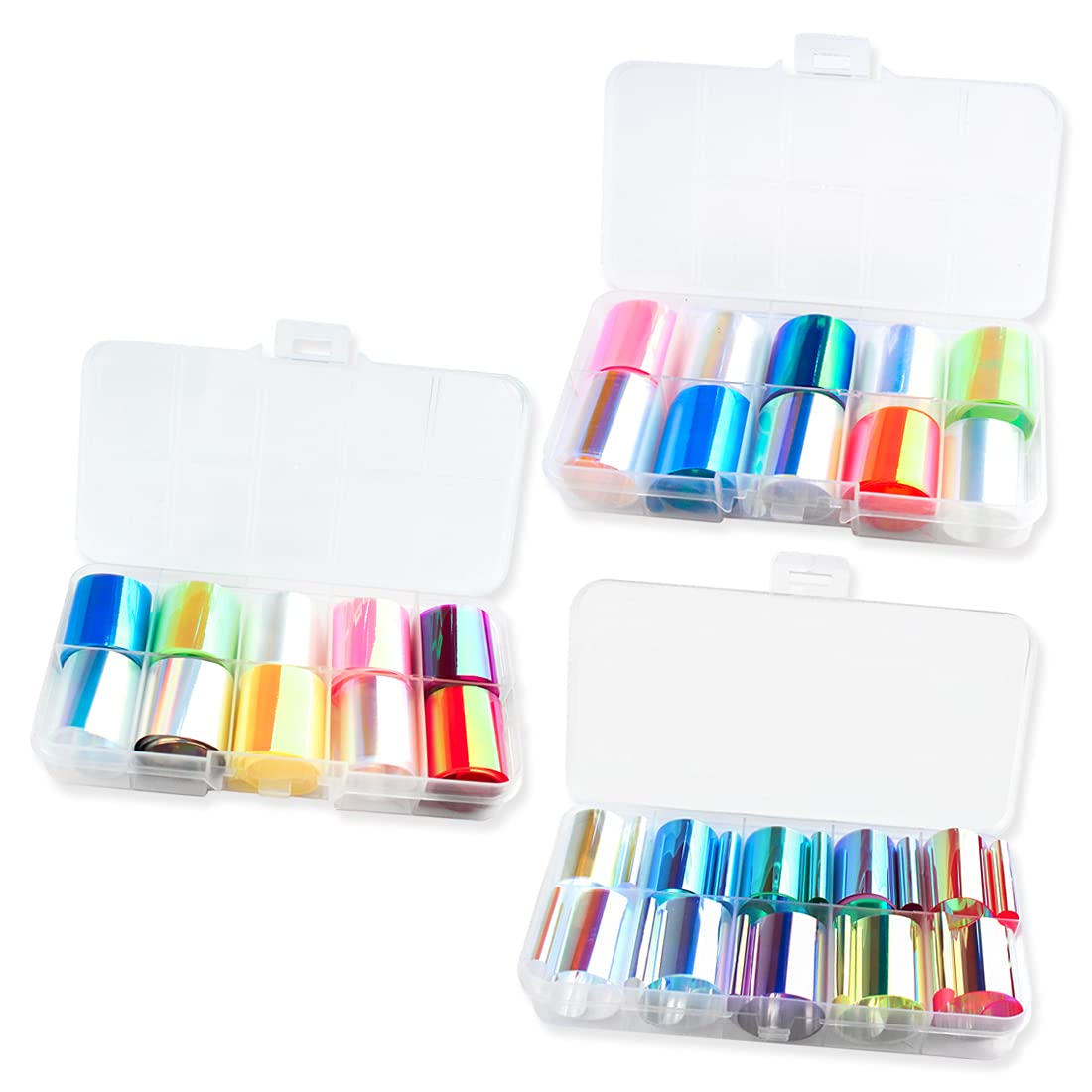 Glass Nail Foil Stickers, 30 Rolls Glass Fragments Nail Art Foils Stickers Paper, Aurora Laser Design Nail Wraps Decals DIY&Salon Manicure Accessories