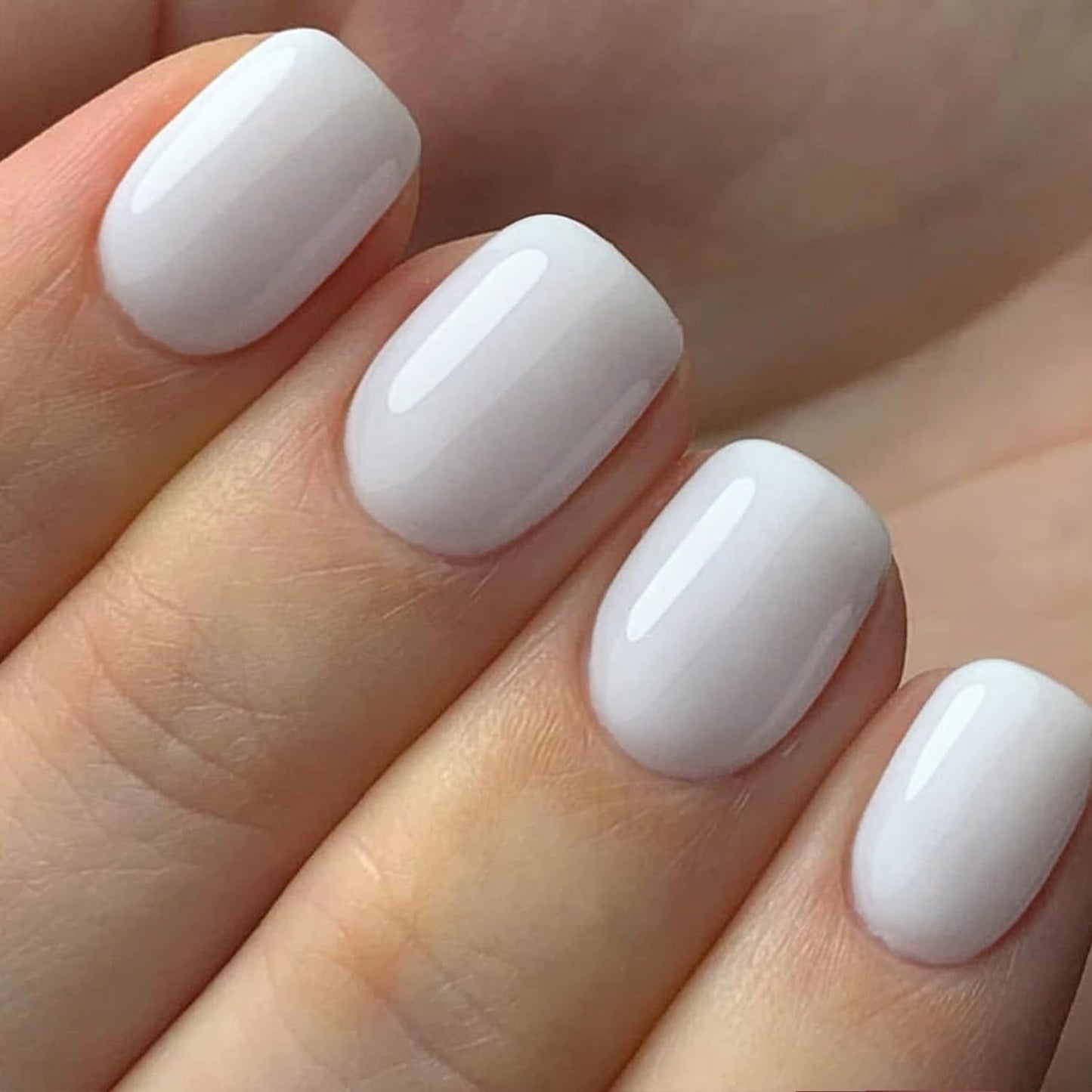 GLAMERMAID Extra Short Press on Nails - Pure Black Fake Nails Short Squoval, Pure White Fake Nails Short Squoval, Natural Round Square Glue on Nails Glossy Gel，Reusable Stick on Full Cover Oval Nail