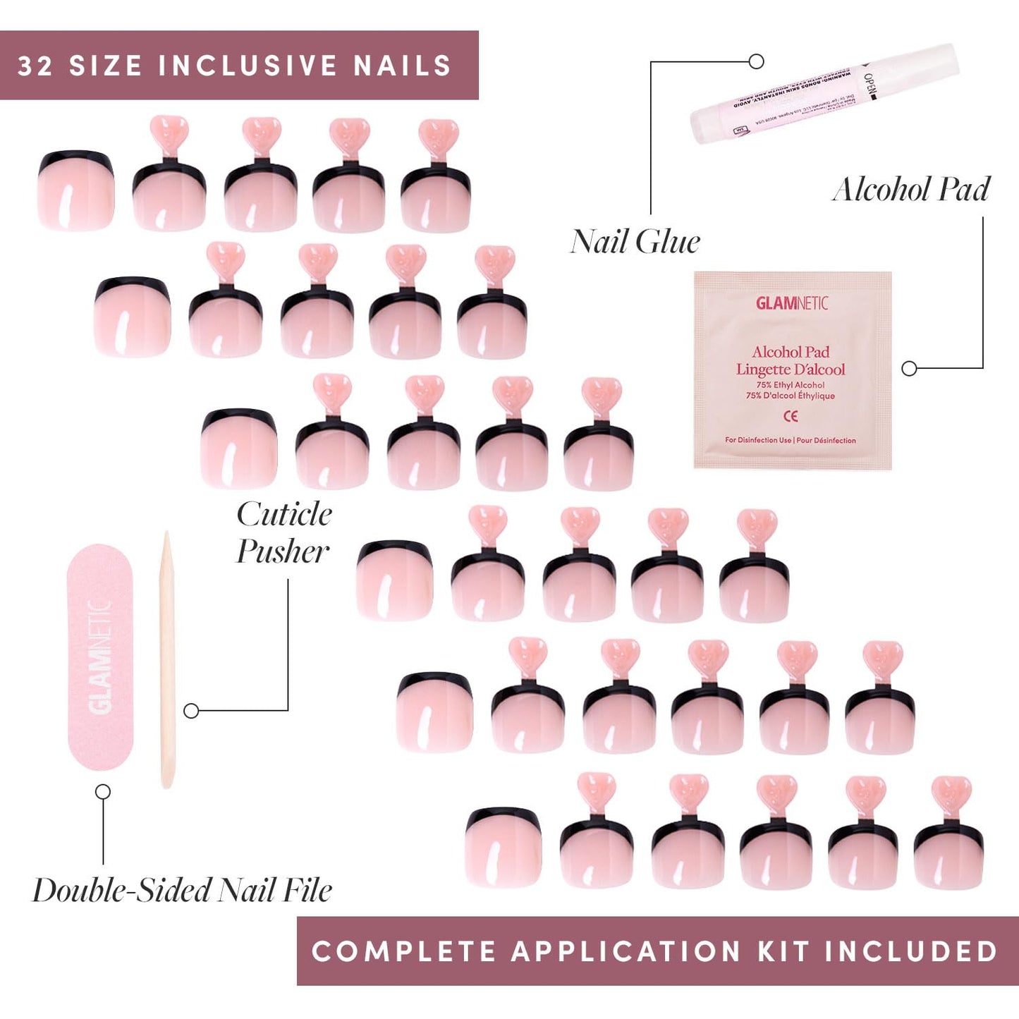 Glamnetic Press-On Nails Bundle - Azure Blue, Hailey & Fairy Dust | Bright Blue Round Fake Nails | Glazed Almond False Nails | Short Oval Beige-Pink Nails with a Metallic Finish
