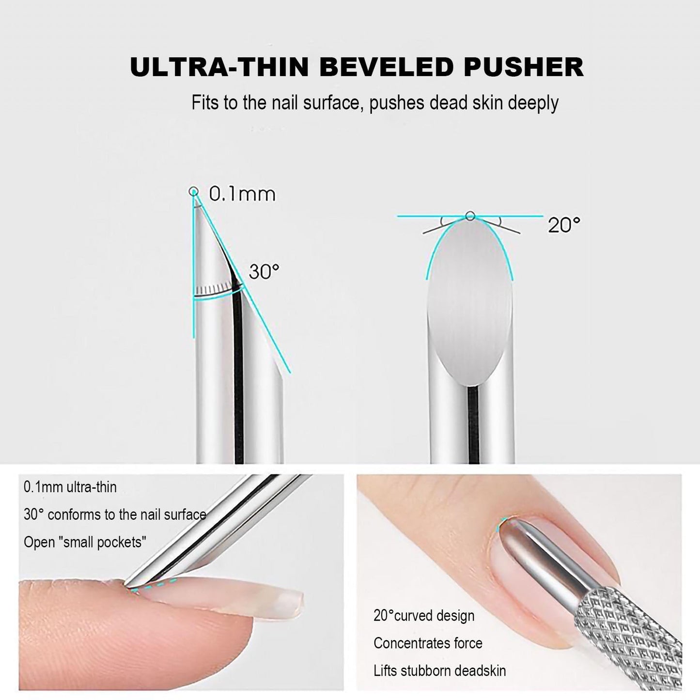 HaimiLiya Pre-treatment Cuticle Pusher, Russian Prep Nail Pushers, Dual Ended Cuticle Remover with 100/180 Grit Sandpaper Sheets, Nail Care for Manicure Pedicure Nail Art