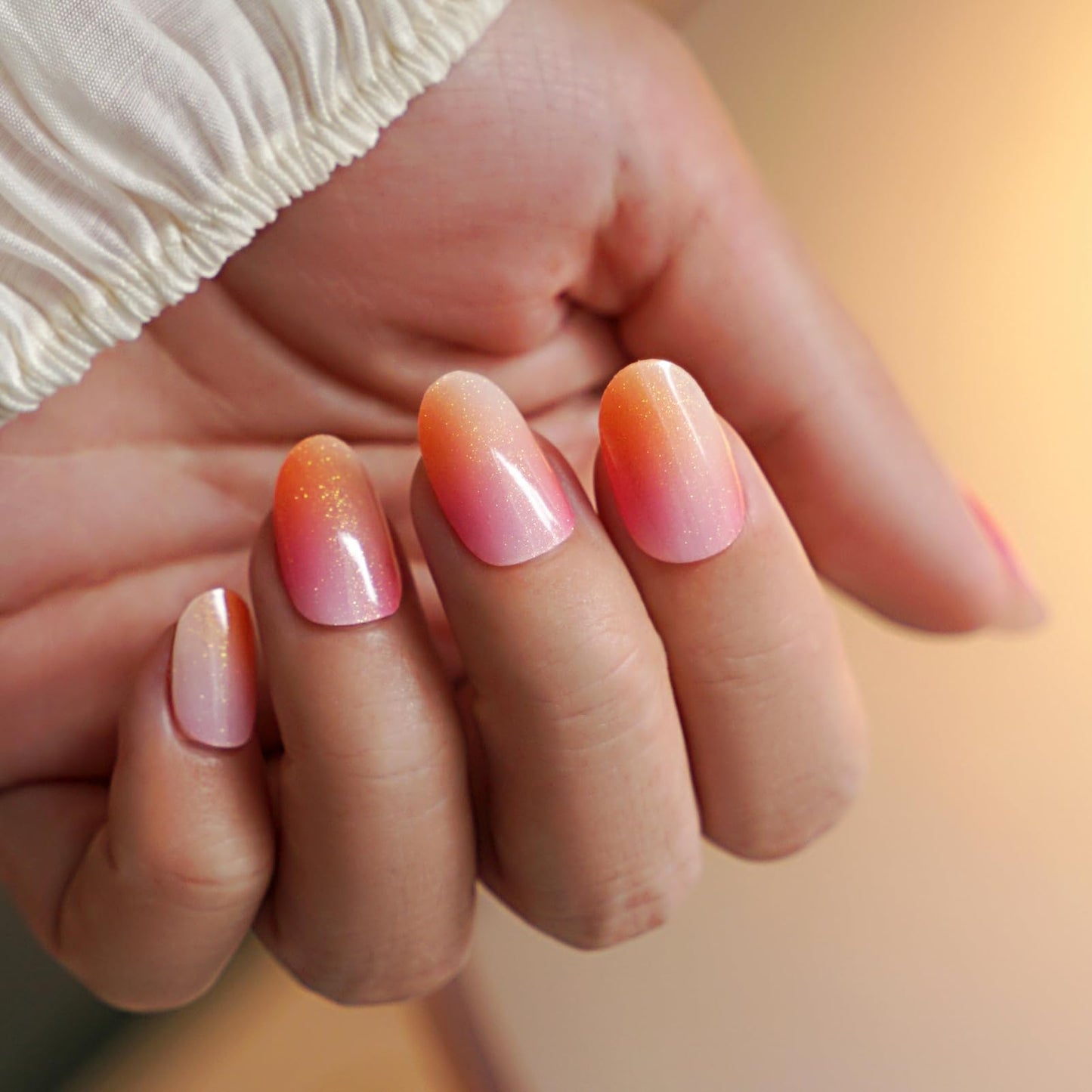 Semi Cured Gel Nail Strips - NAILOG 34 Pcs Nude Pink Gel Nail Stickers Extra Long Nail Wraps with Glossy Gel Finishing for Spring Summer, Pink Aurora