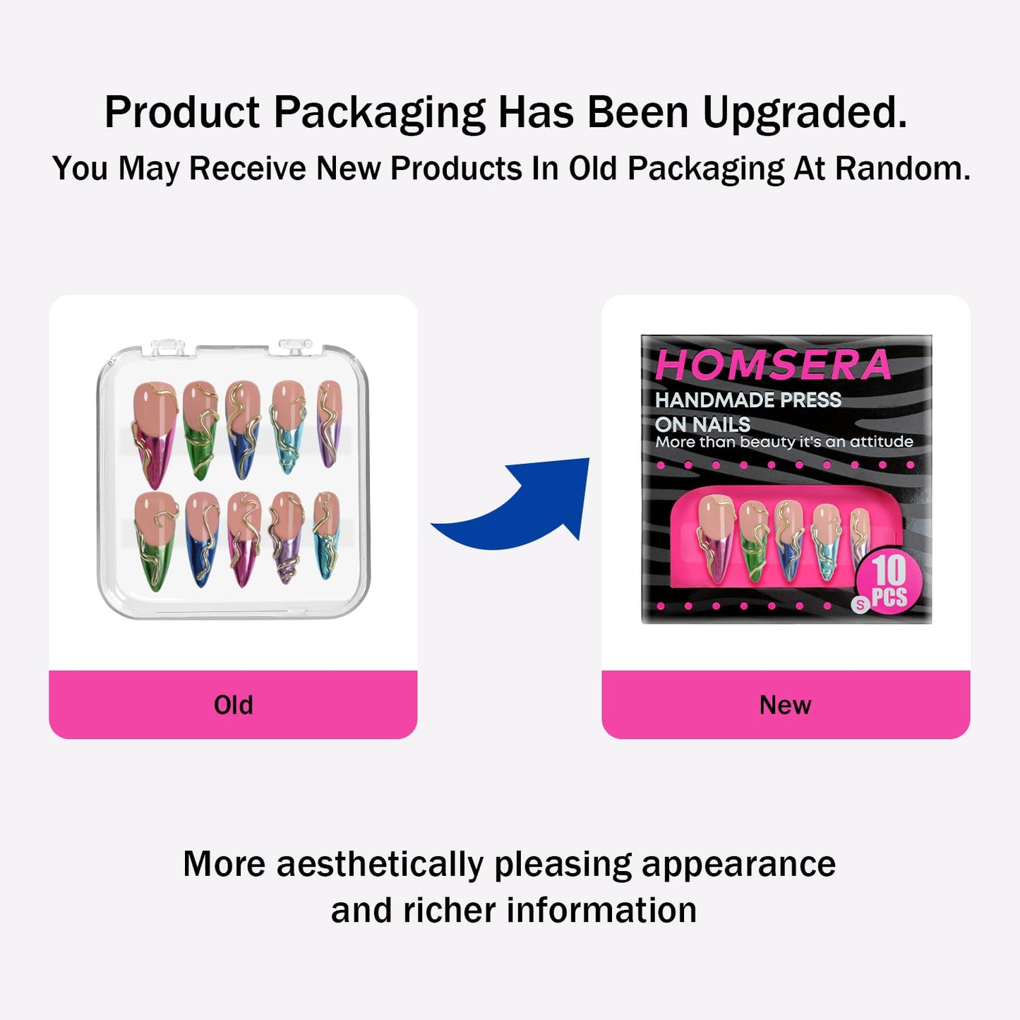 Homsera Handmade Press On Nails, Reusable Stick on Fake Nails with Nails Glossy Stick on Nails Full Elegant Sexy Style For Women