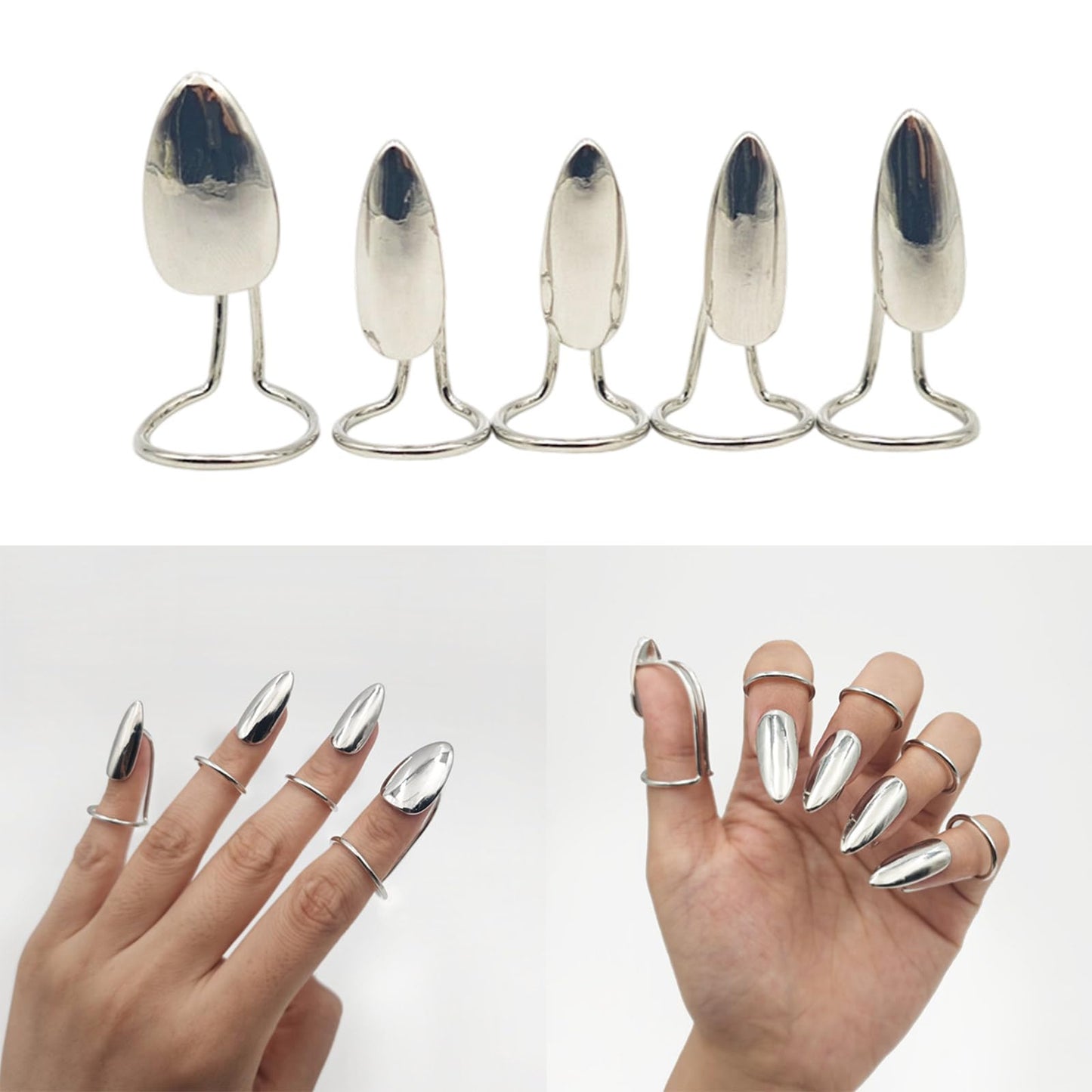 Kangnice Of 5 Edgy Metal Nails Rings Sophisticated Alloy Finger Jewelry for Trendy Fashion Statements and Bold Everyday Looks Finger Jewelry