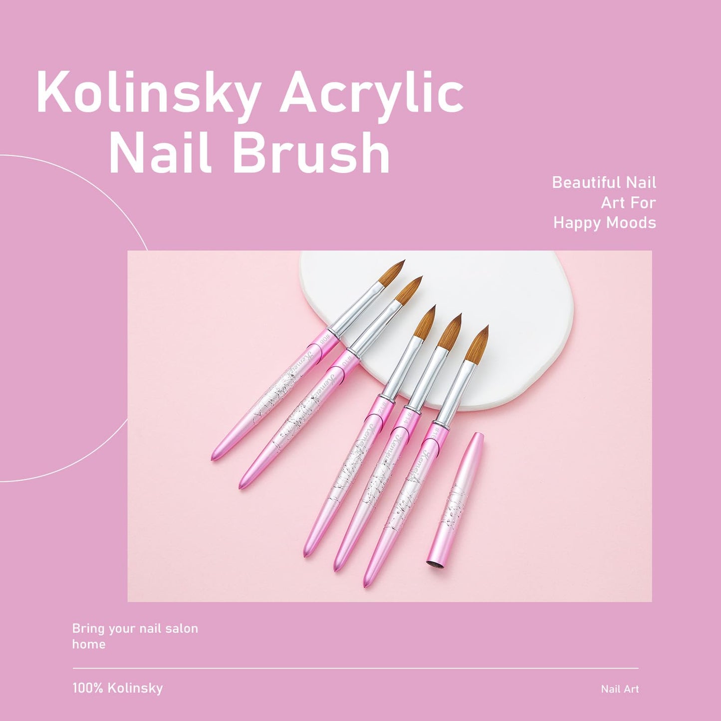 Acrylic Nail Brush Size 14, KEMEISI 100% Pure Kolinsky Nail Art Brushes Sturdy Handle Oval Shaped Acrylic Powder Nail Design Tools for Professional Manicure DIY Home Salon