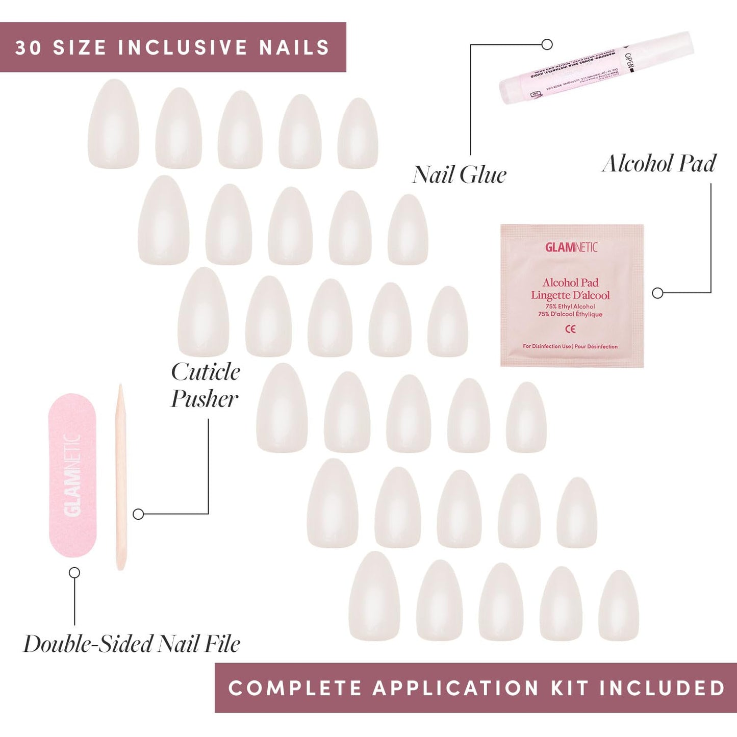 Glamnetic Press-On Nails Bundle - Hailey & First Kiss | Glossy, Semi-Transparent Fake Nails | Neutral Pink False Nails with a Glaze Finish | Reusable Short Almond Nail Kits