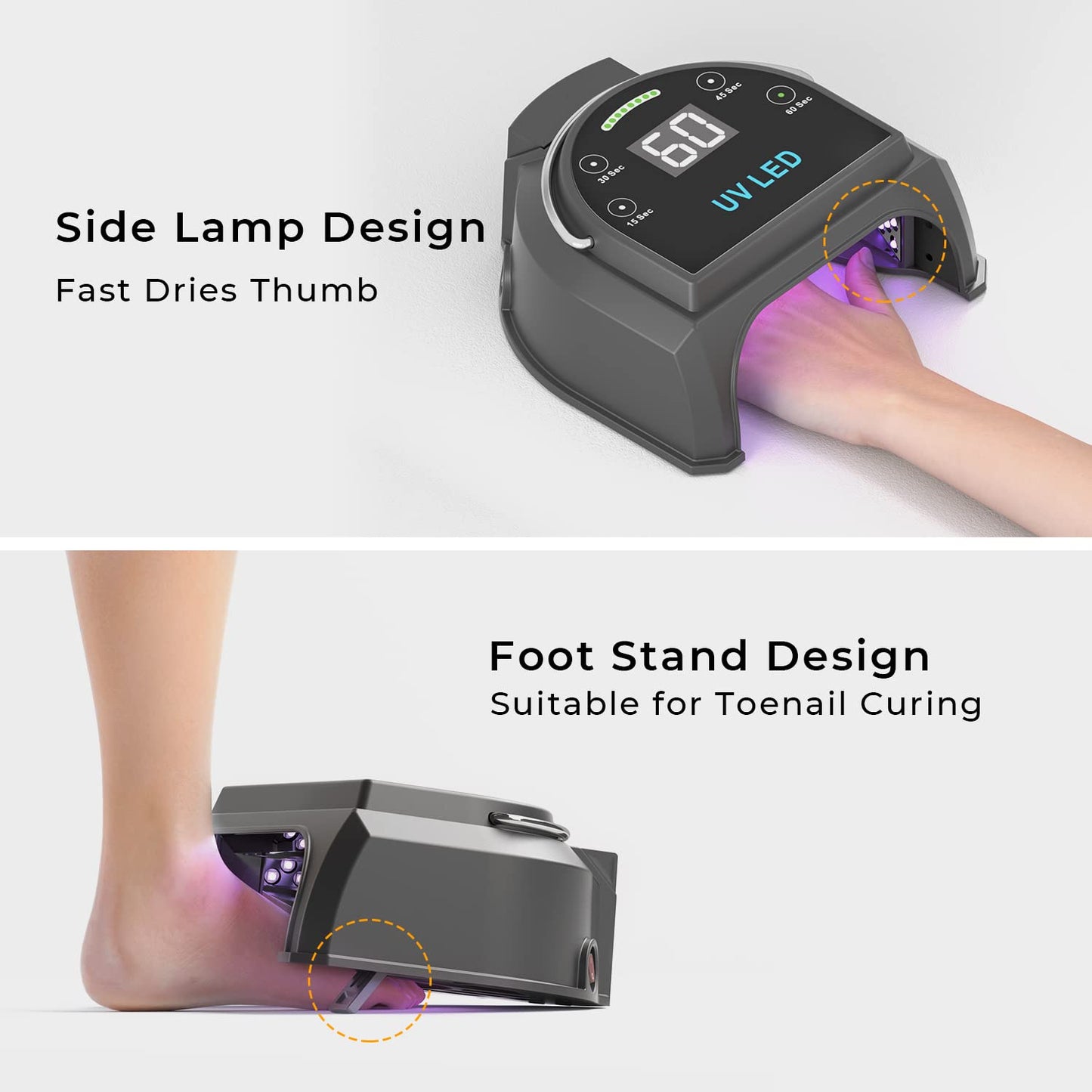 Gelpal 80W Professional Cordless UV LED Nail Lamp, UV Lights for Nails with 45 Beads and Rechargeable Battery, Portable LED Gel Nail Curing Dryer, Nail Polish Machine for Salon or Home, Black