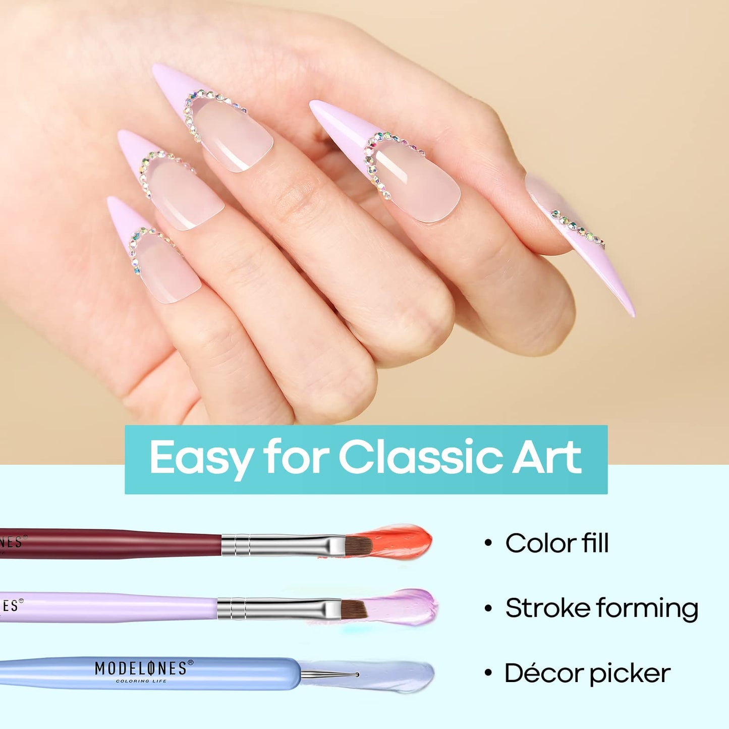 modelones Gel UV LED Nail Lamp with UV Gloves and Nail Art Brushes Set, Nail Art Design Pen Painting Tools with Nail Extension Gel Brush, Nail Art Liner Brush and Nail Dotting Pen for Gel Polish Mani