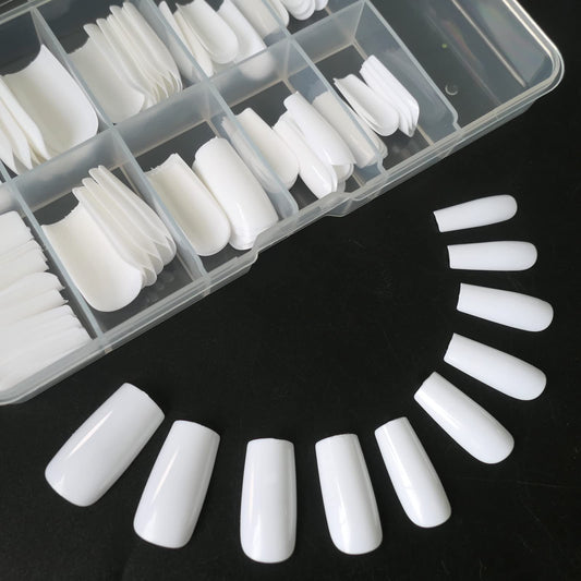 Lifextol 120pc Square Press on Nails Medium Long Ballerina Fake Nail Full Cover Artificia Acrylic False Nail Art Square Fingernails for Beginner Women and Girls Manicure(White）