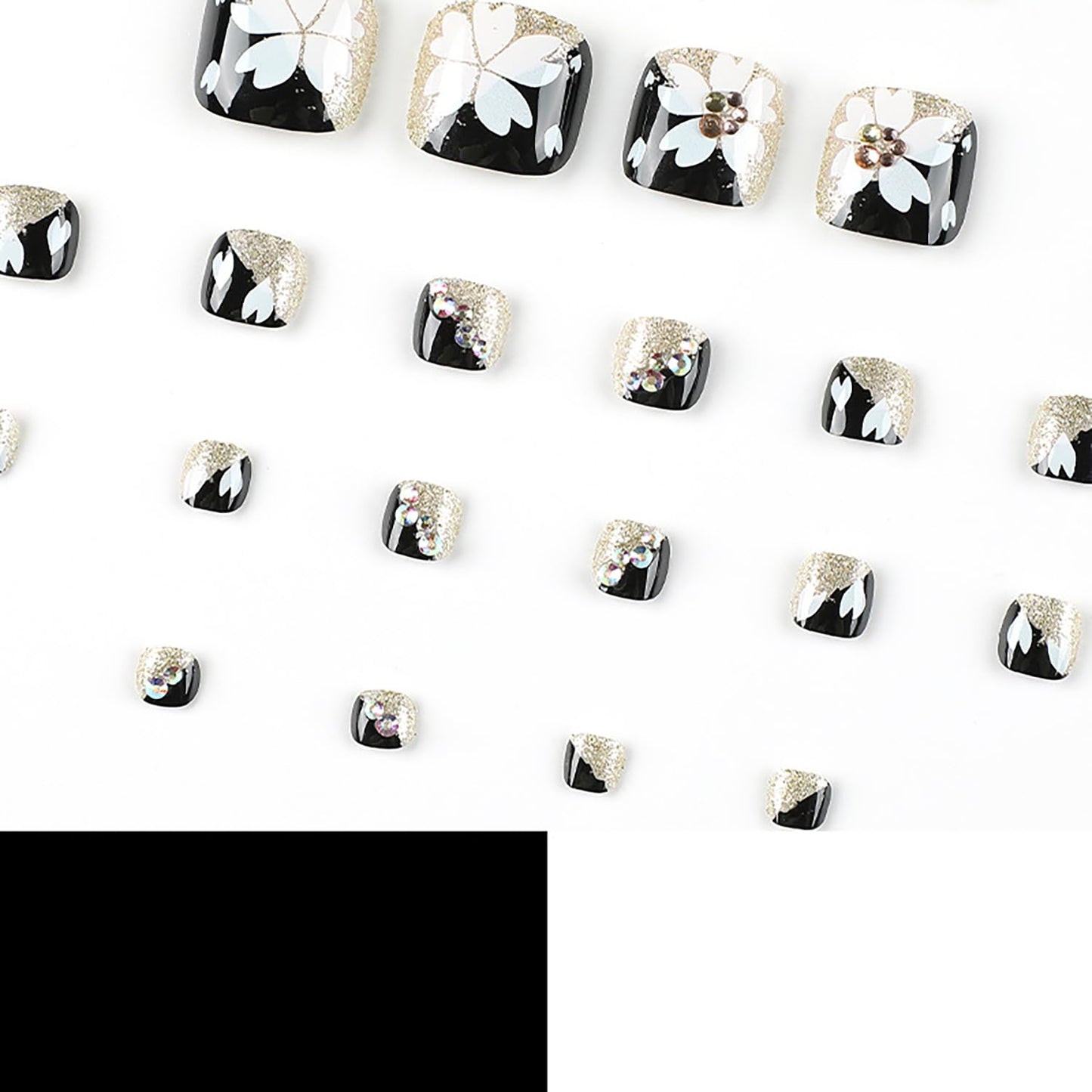 Press on Toenails with Starry Sky Designs, Artificial Fake Nails for Toe, Full Cover Moon Star Rivet Coffin Acrylic False Nails, Glue on Toenails with Charm, Stick on Toe Nails for Women Girls(J94)