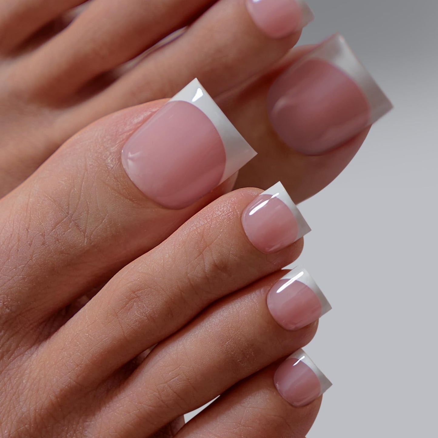 BTArtboxnails XCOATTIPS Toe Nail Tips - Lamp-Curable Sharp Square Pink Press On Toenails for Women, 150 Soak Off French Tip Toe Nail Extensions in 15 Sizes, Builder Gel & Top Coat Required