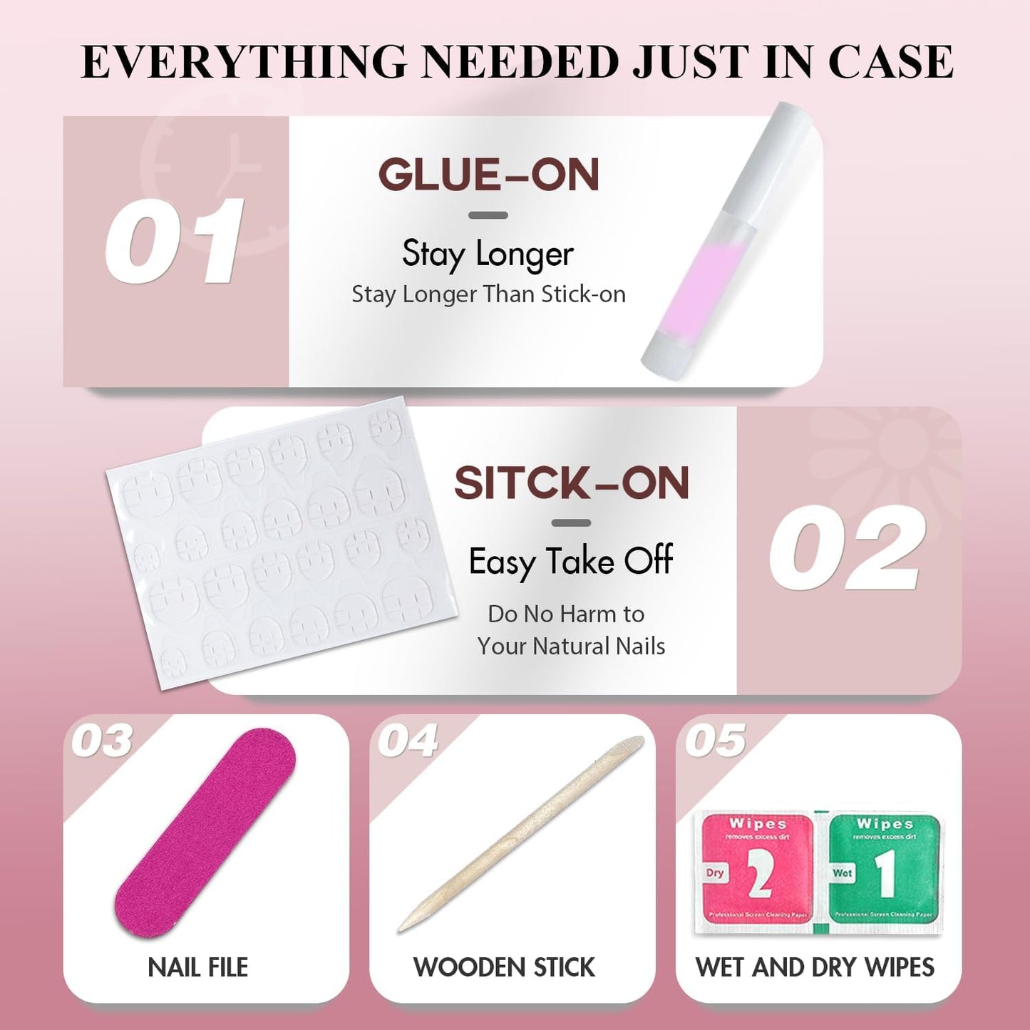 KQueenest Hot Pink Press On Nails Long Square - Summer Press On Nails Medium Coffin, Bright Neon Pink Fake Nails with Glue, Vibrant Glossy, Reusable Soft Gel Glue on Nails for Manicure Gift, 24 Pcs