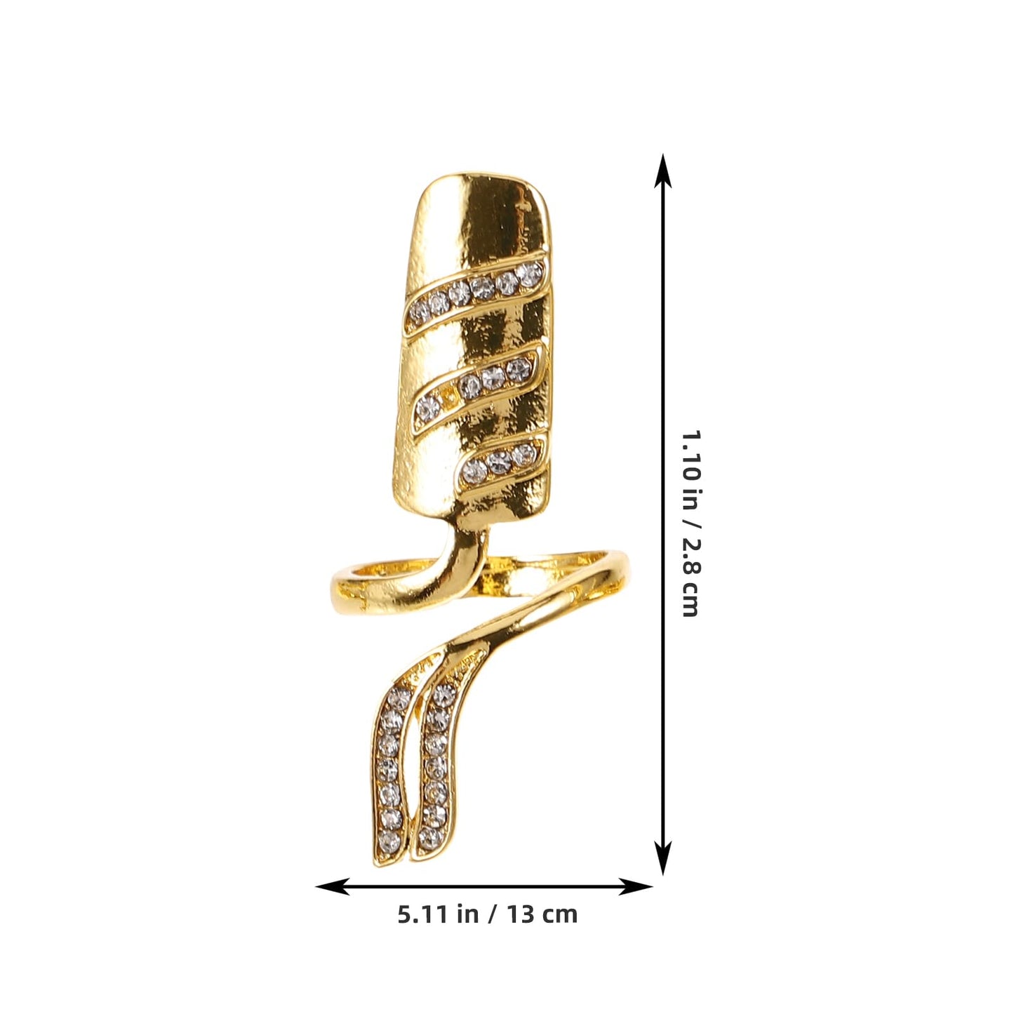 Lurrose Fingernail Rings for Women, Nail Cap Cover Ring Nail Rings Jewelry Fingertip Rhinestone Fingernail Ring Knuckle Nail Ring Decoration, 4pcs (Gold)