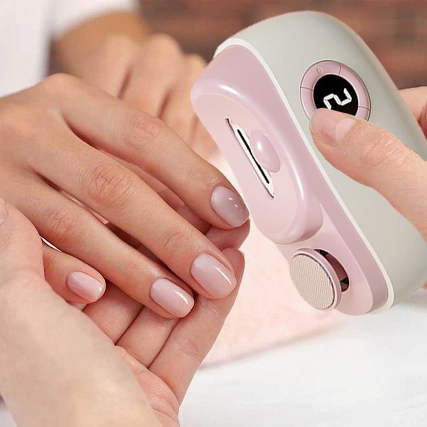 3-in-1 Automatic Electric Nail Clippers with Display, LED Light & Storage Toenail Clippers, Polishing Smart Electric Nail Trimmer, 3 Speeds Nail Cutter for Seniors, Men, Adults Pink