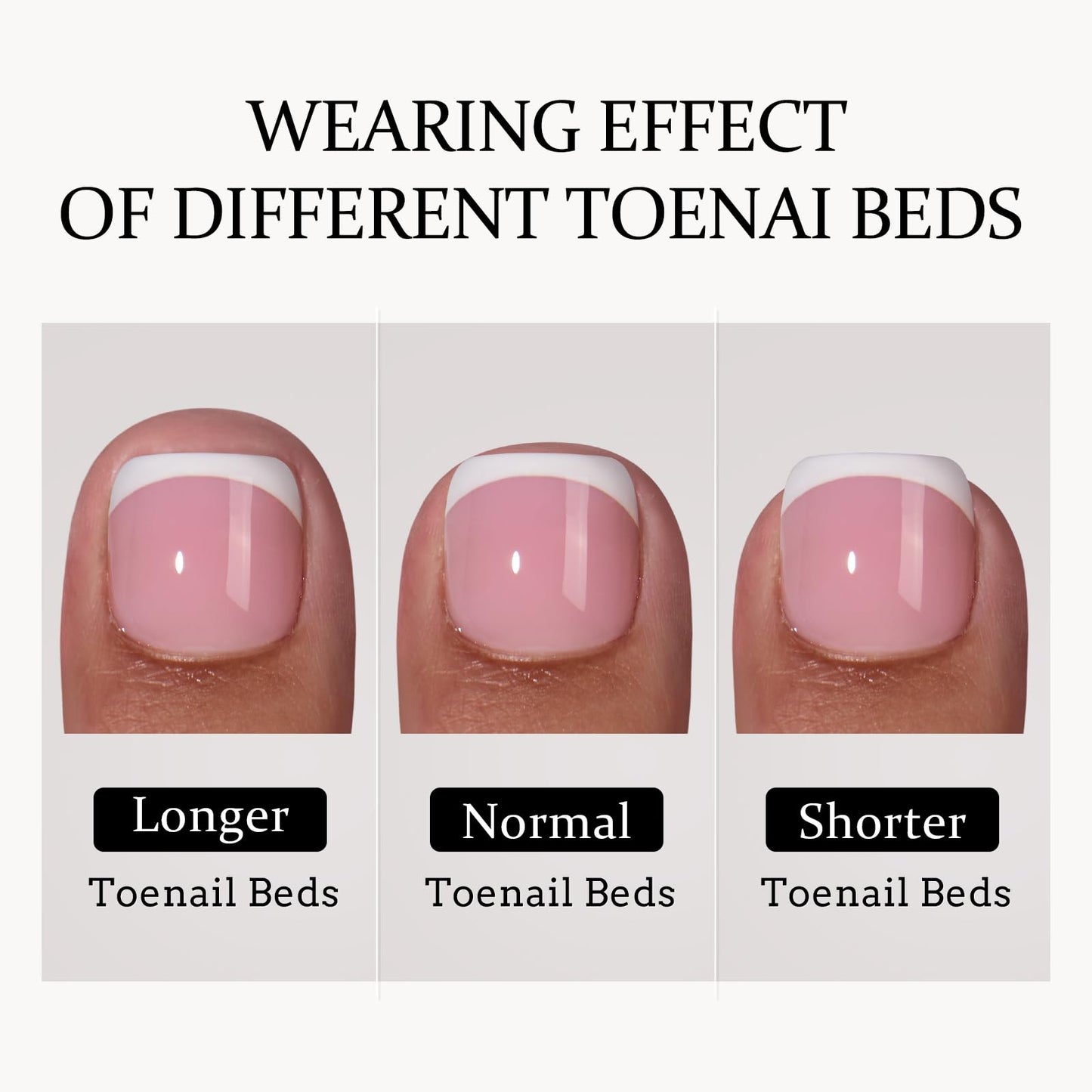 BTArtbox Press on Toenails Short, Pure Chic with Champ Set