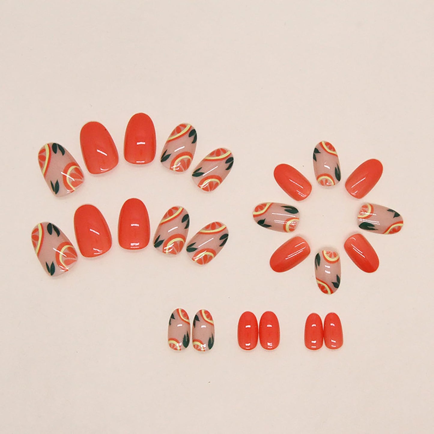 Fall Press on Nails Short Almond SWEKKE Fake Nails Orange Full Cover Orange False Nails with Designs Glossy Acrylic Glue on Artificial Nails for Women Girls 24 Pcs