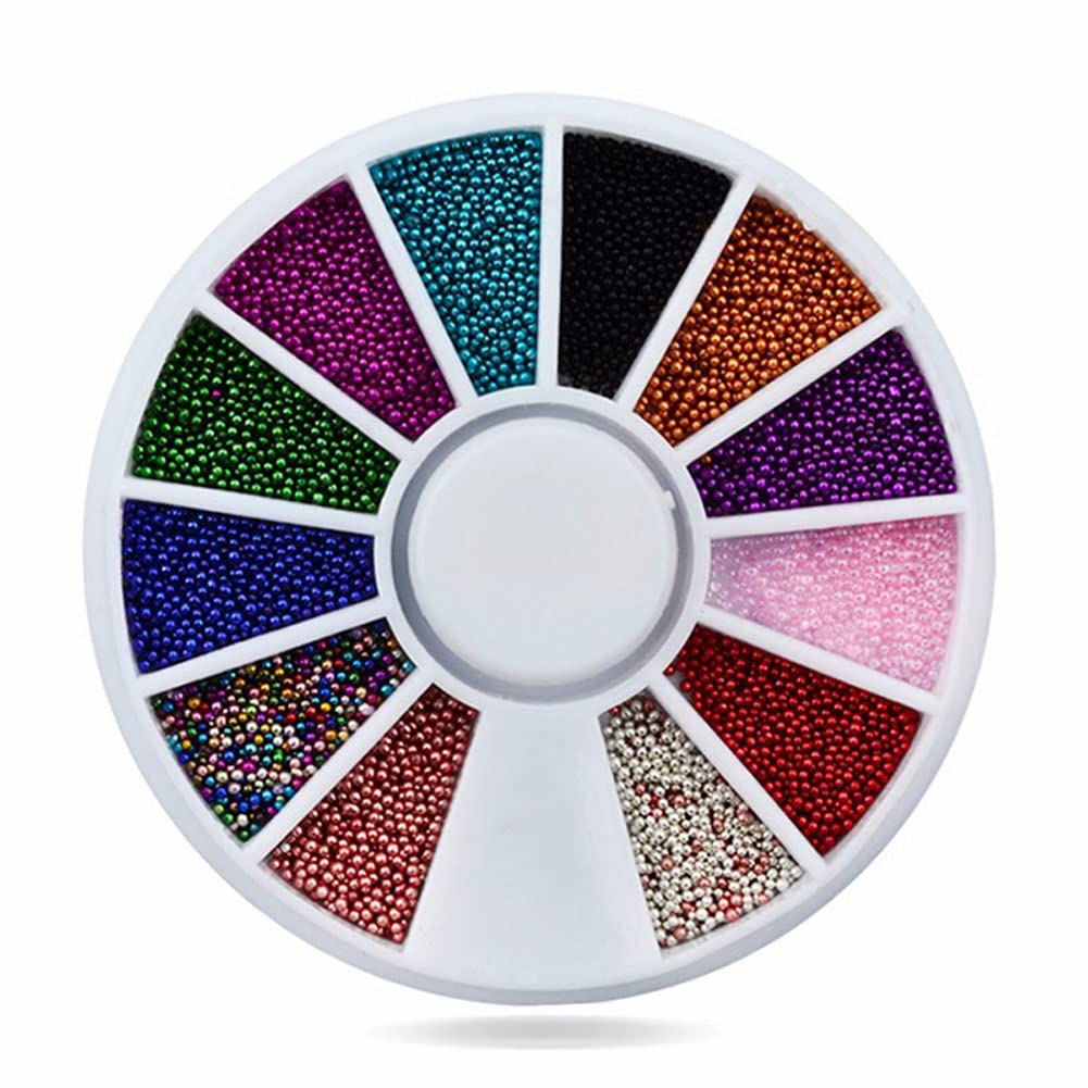 Mesiyun 4pcs Nail Art 3D Caviar Beads Mini Metal Ball Gold, Silver, Rose Gold, Gun Black Micro Steel Beads Decoration Accessories