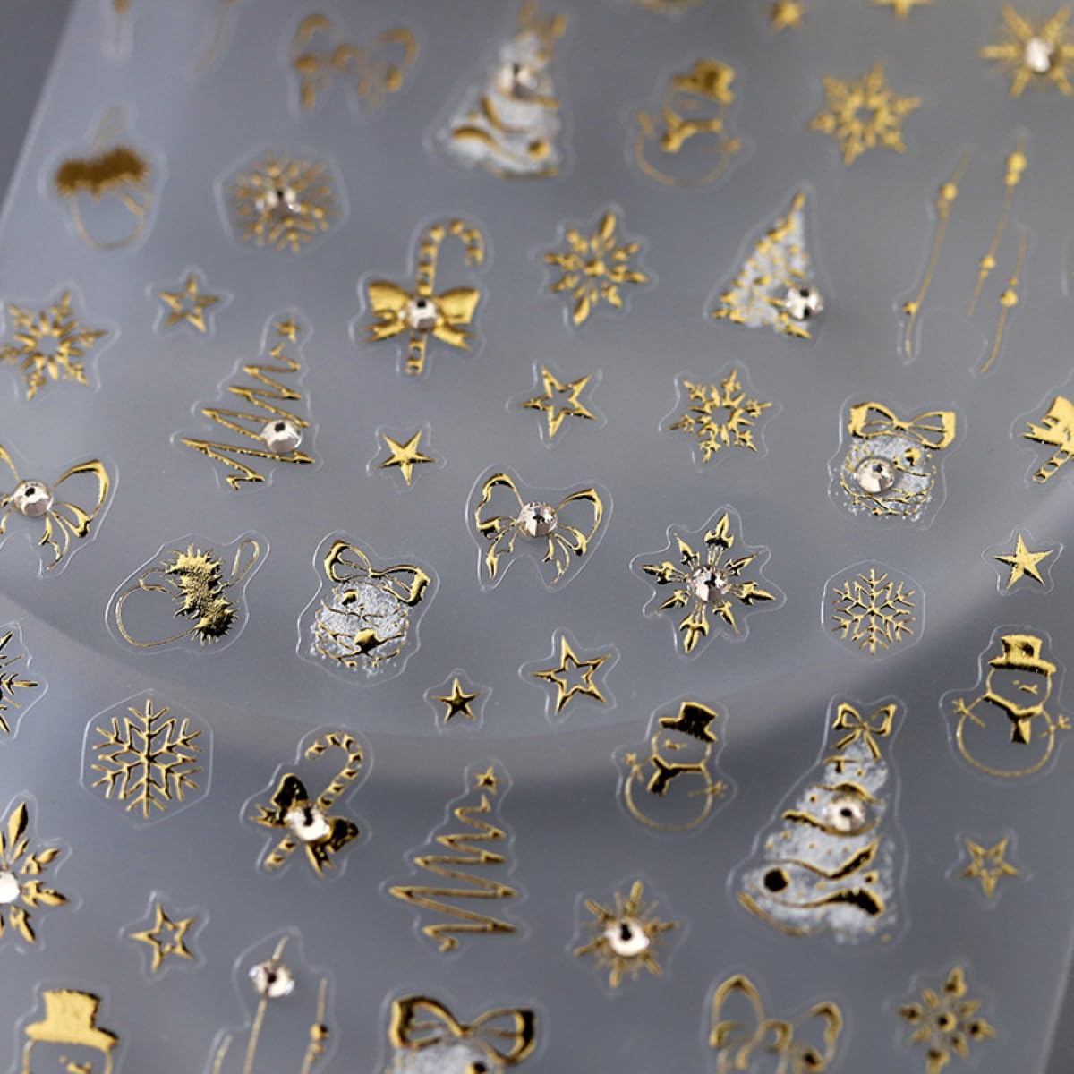 Christmas Nail Art Stickers 5D Embossed Gold Canes Nail Stickers Self-Adhesive Snowflake Snowman Xmas Tree Rhinestone Star Nail Decals for Women Girls Winter Holiday Manicure DIY Nail Supplies